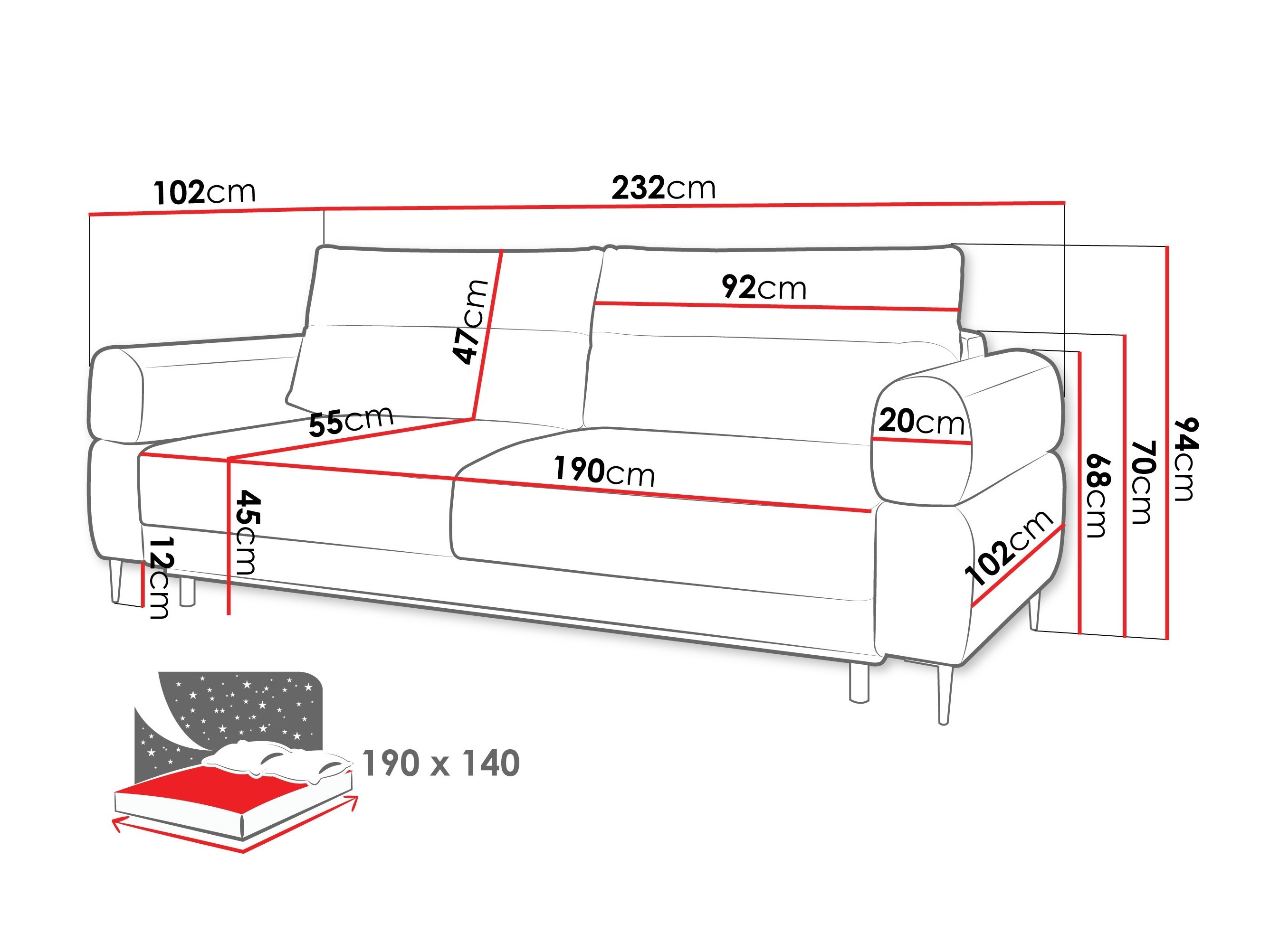 Sofa na razvlačenje ComfiDream Celel (Blur 18)