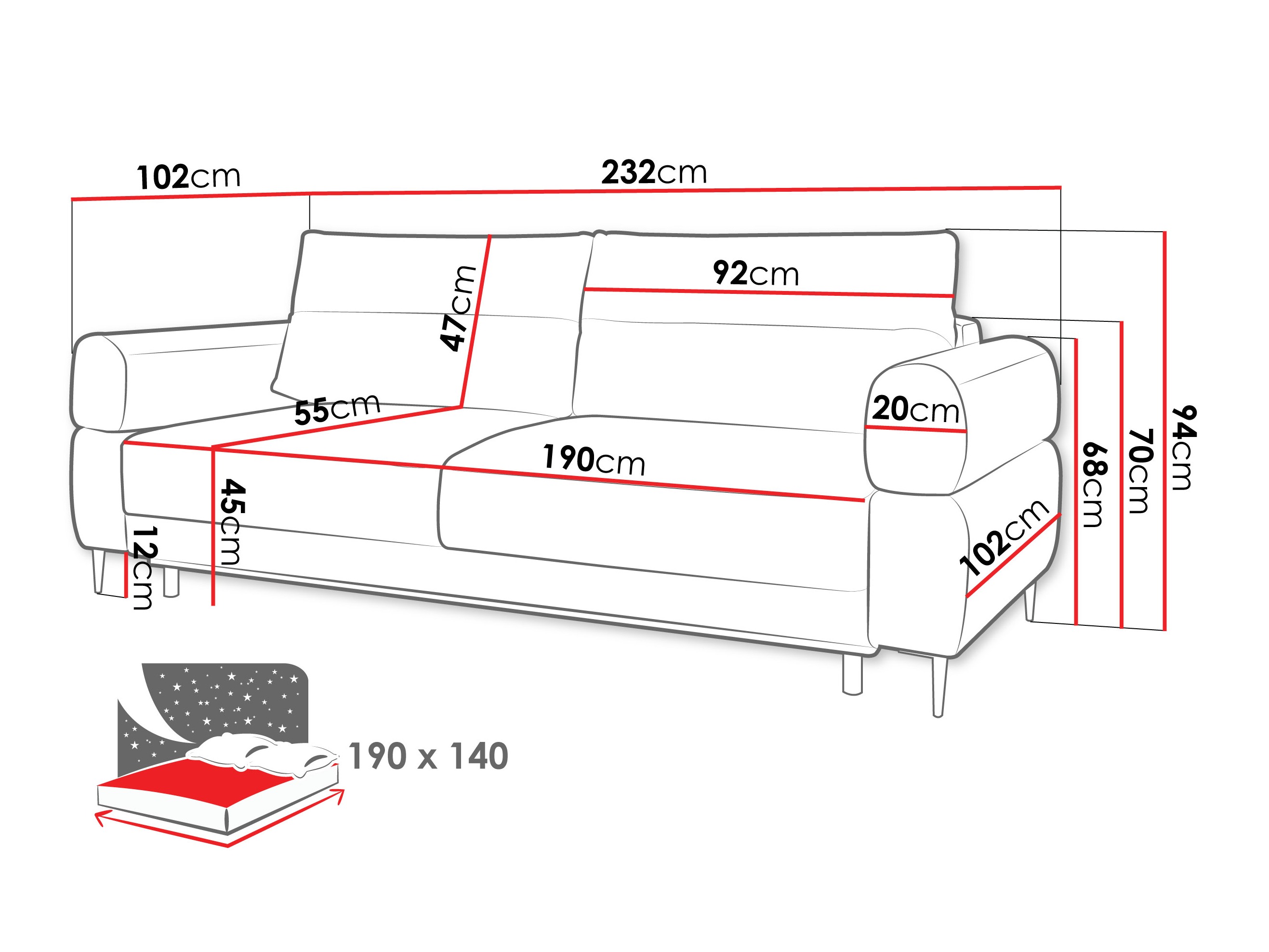 Sofa na razvlačenje ComfiDream Celel (Blur 20)