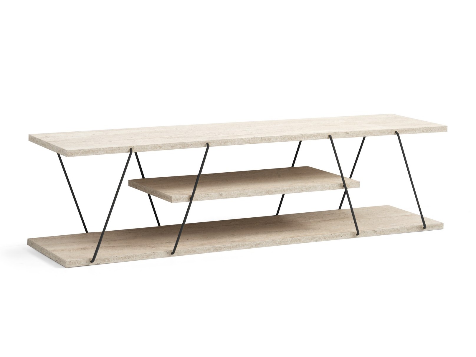 TV komoda Kailua 365 (Svetli travertin + Crno)