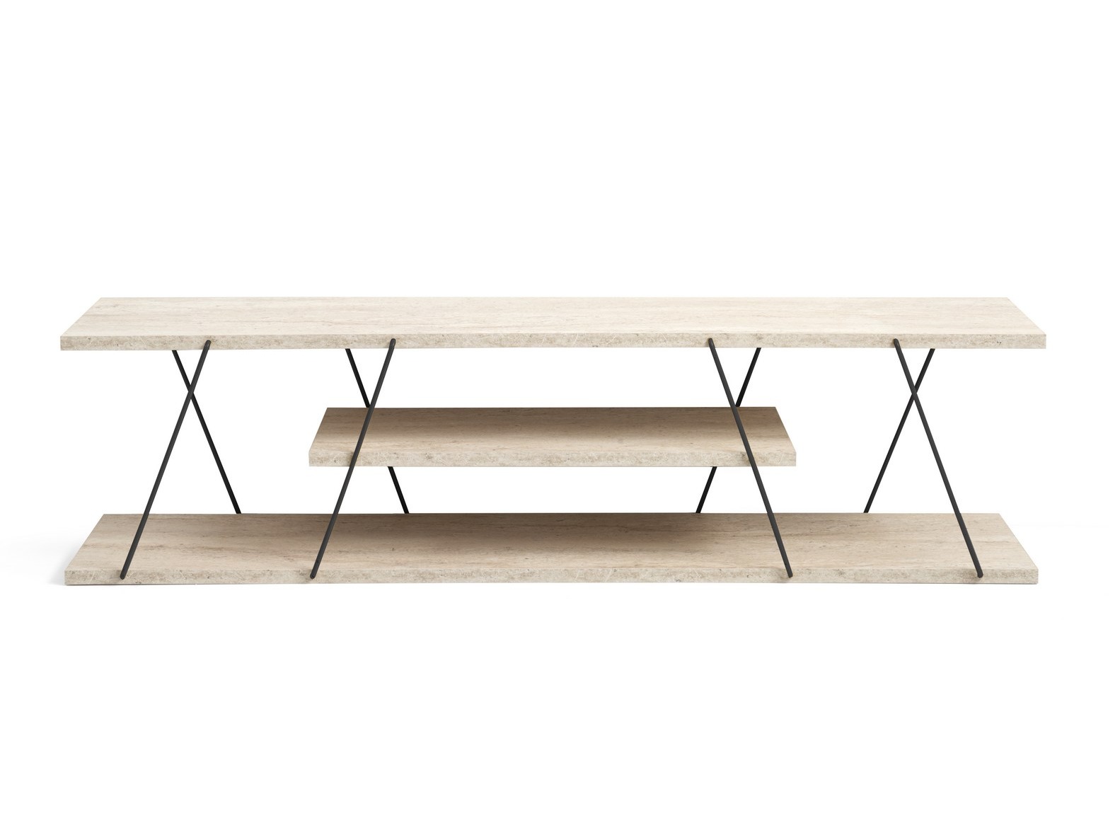 TV komoda Kailua 365 (Svetli travertin + Crno)