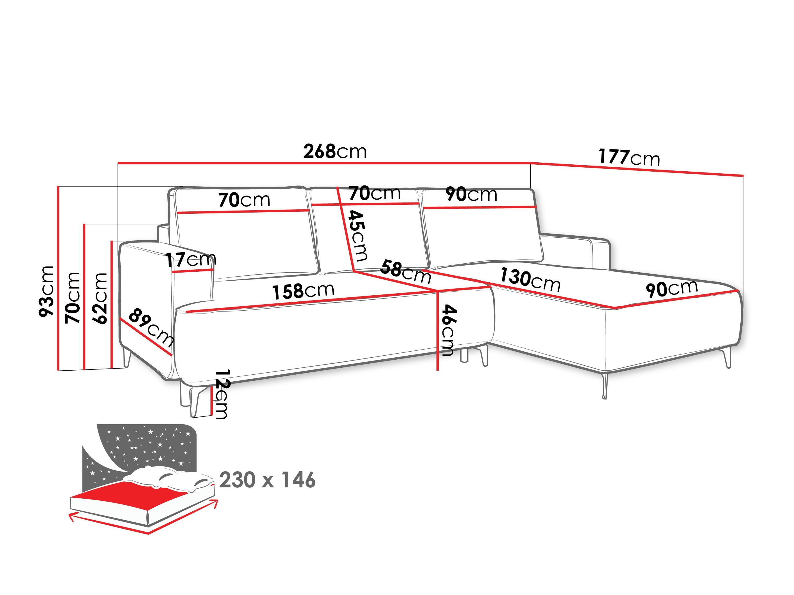 Ugaona sofa ComfiDream 200 (Castel 15)