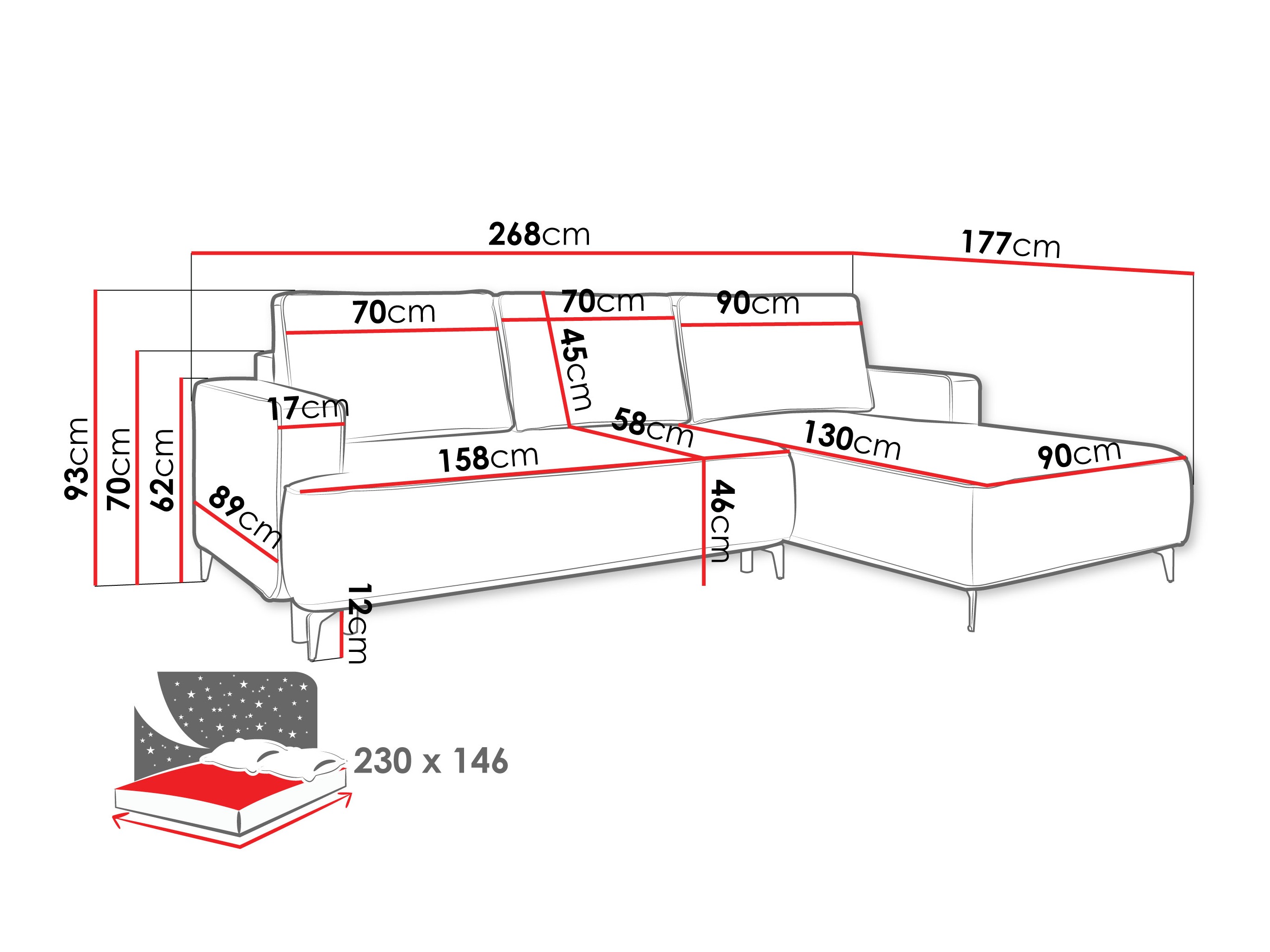 Ugaona sofa ComfiDream 200 (Castel 39)