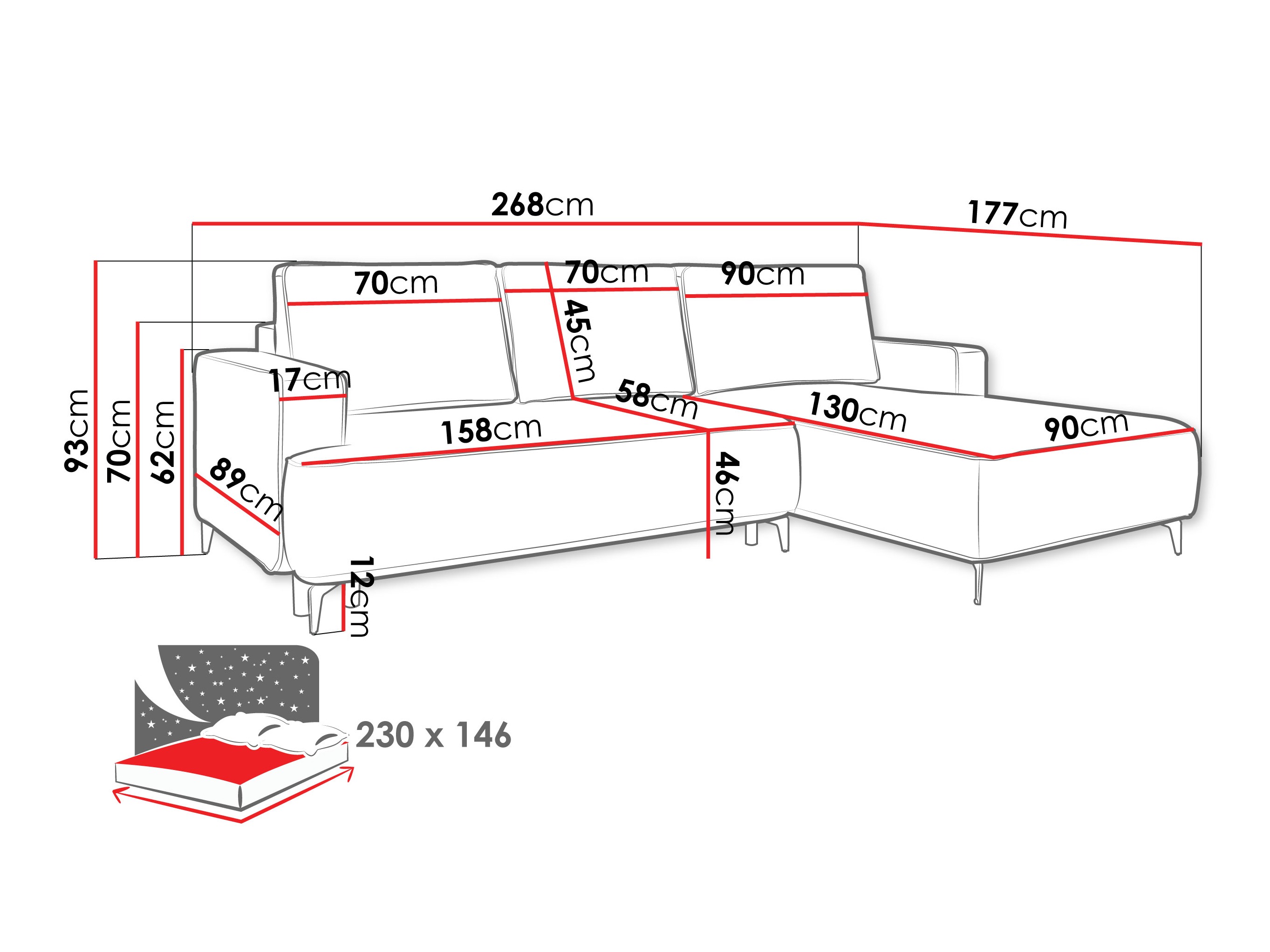 Ugaona sofa ComfiDream 200 (Castel 59)