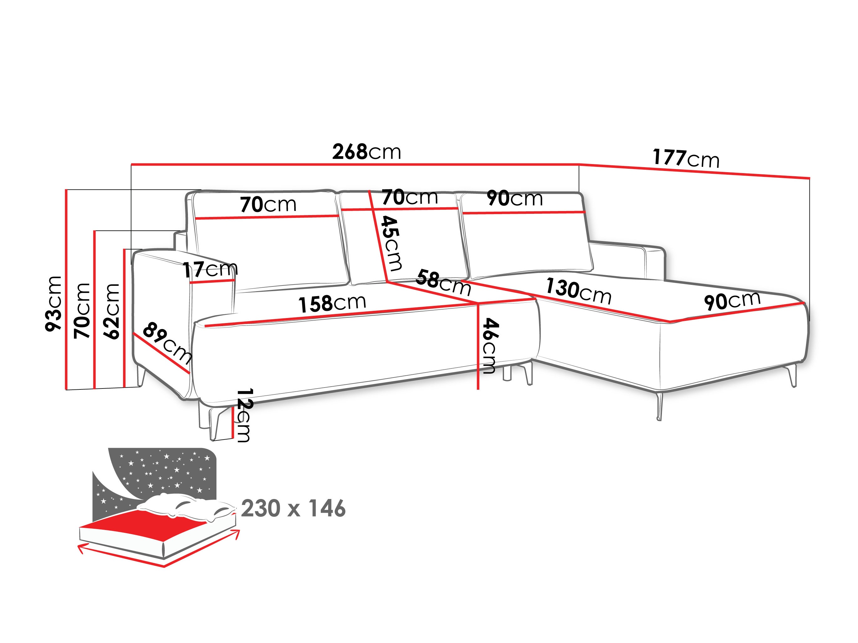 Ugaona sofa ComfiDream 200 (Castel 79)