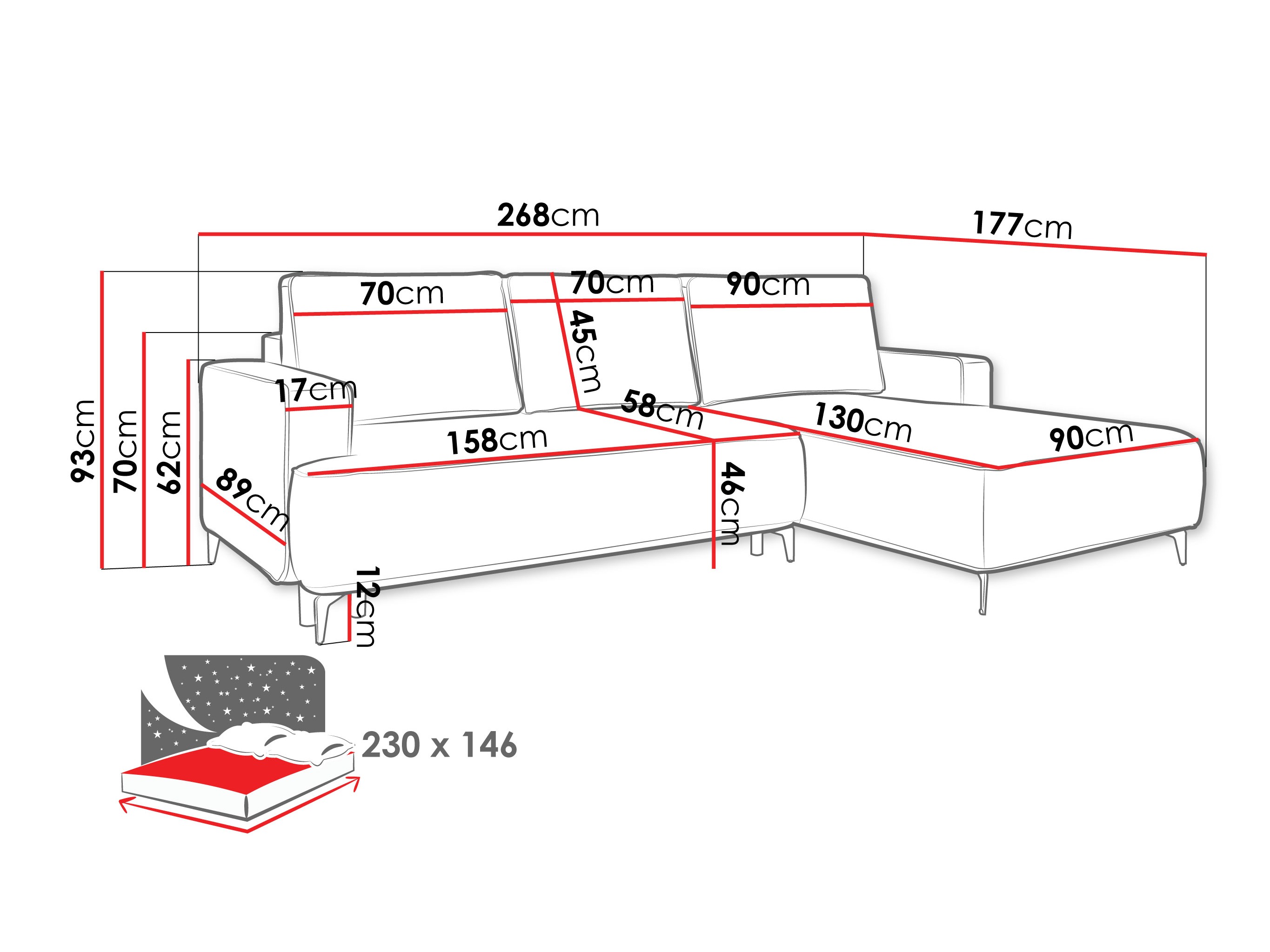 Ugaona sofa ComfiDream 200 (Castel 79)