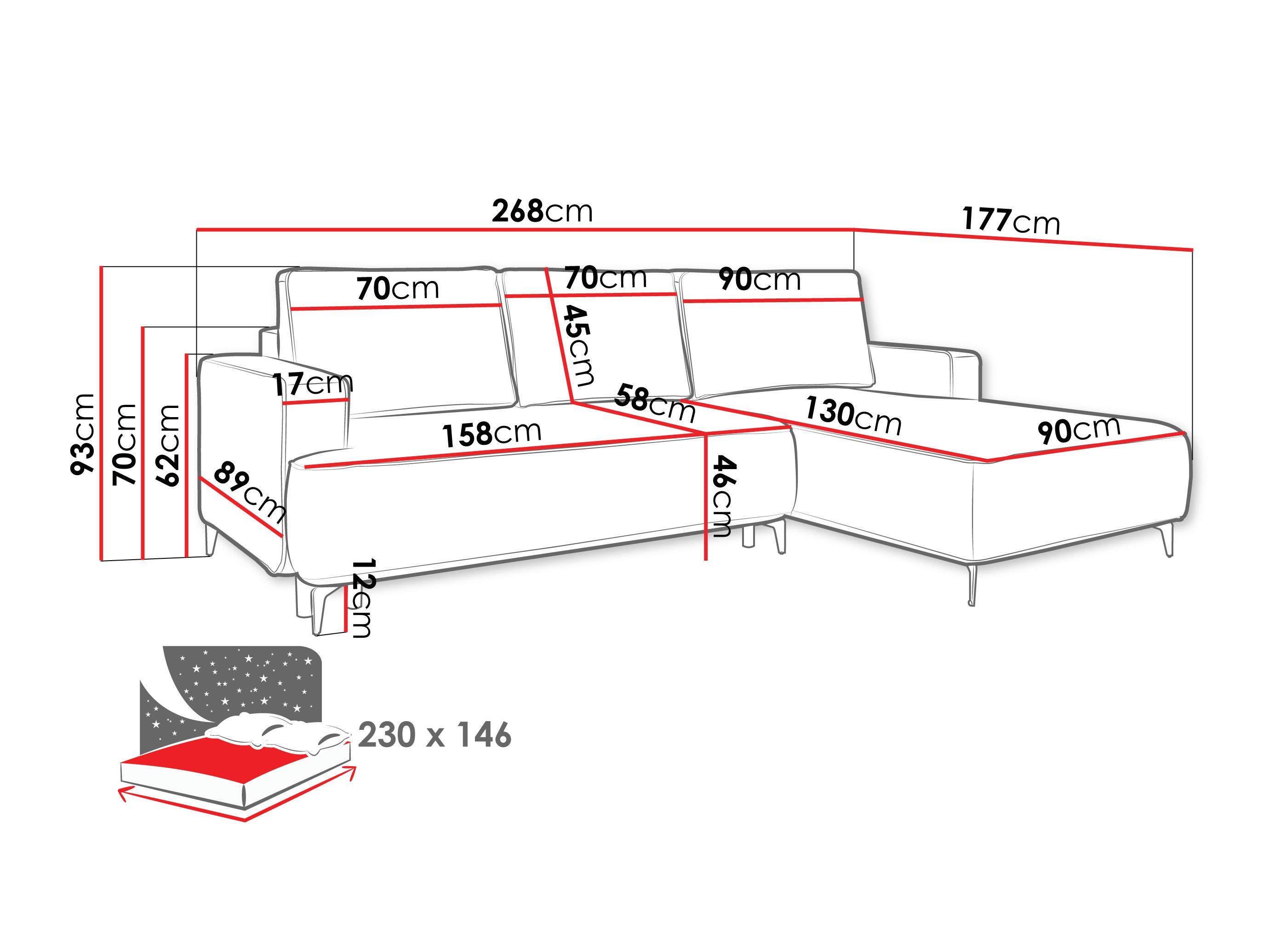 Ugaona sofa ComfiDream 200 (Castel 82)