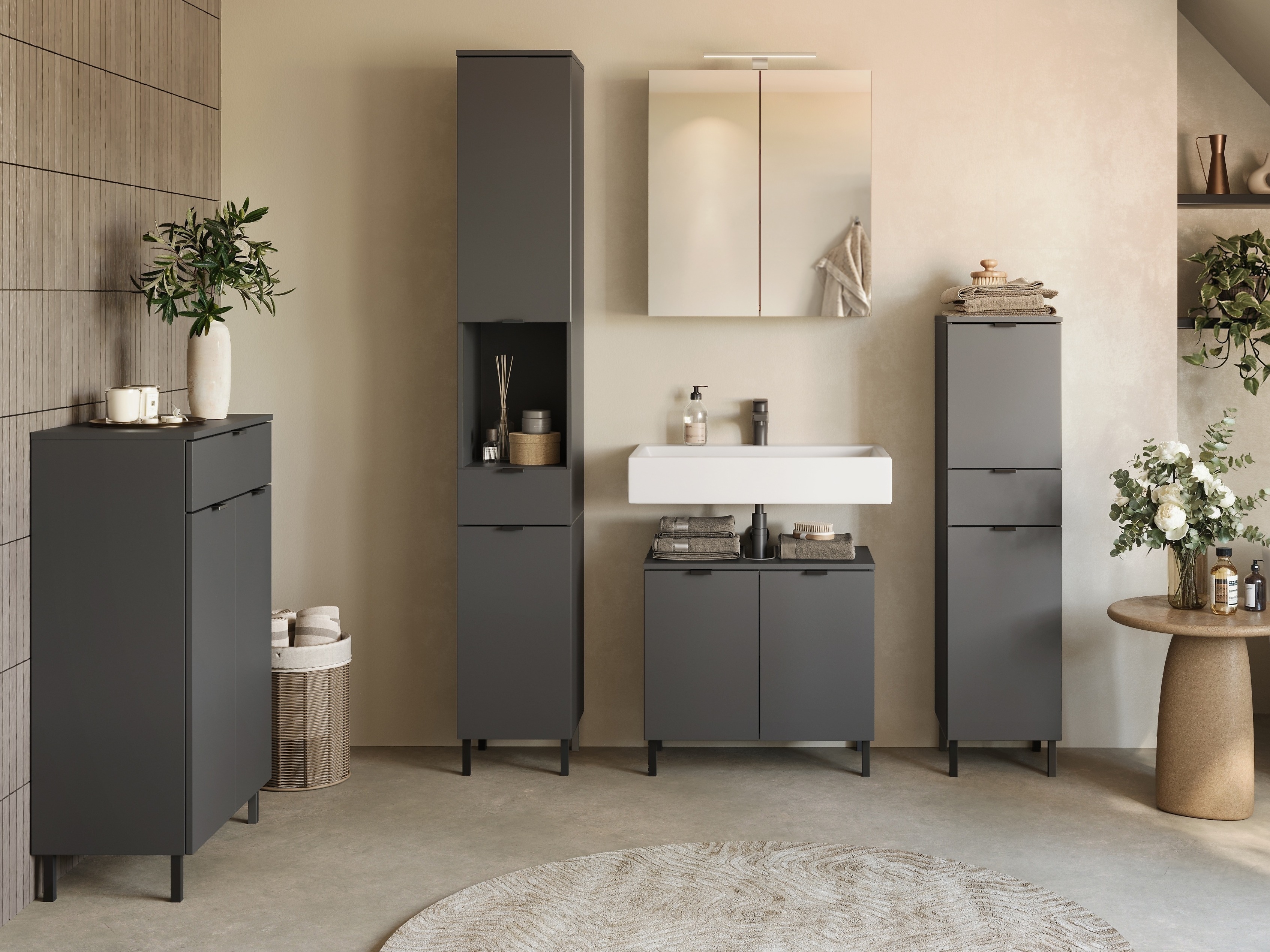 Ormarić za kupatilo sa ogledalom Felfere 107 (Antracit)