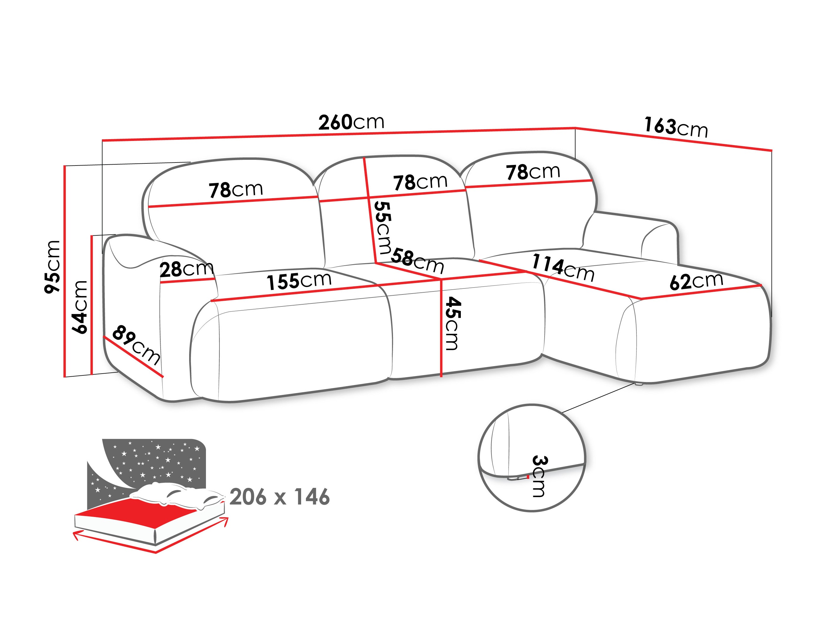 Ugaona sofa ComfiDream 202 (Cremona 38)