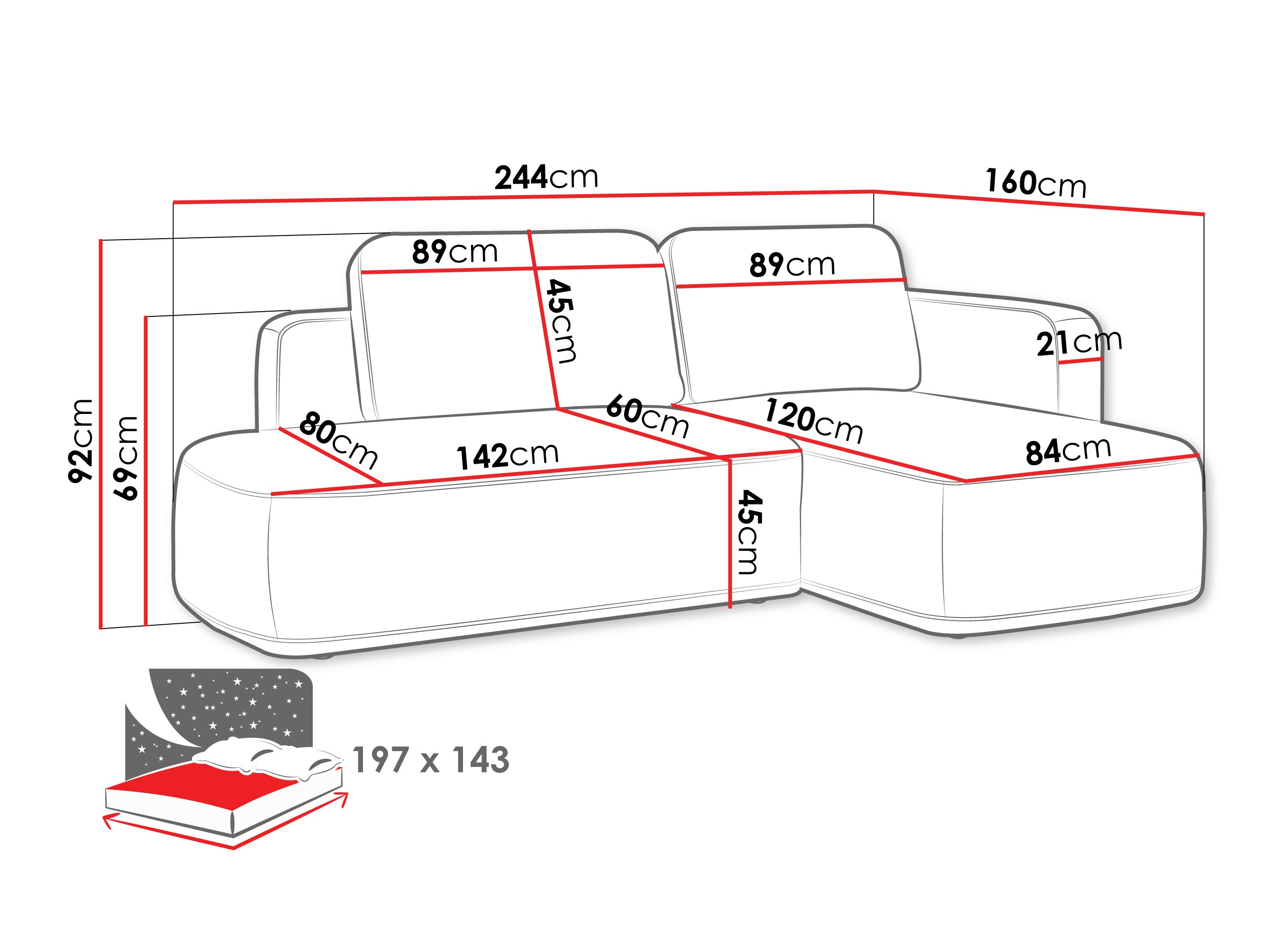 Ugaona sofa ComfiDream 203 (Perfect Harmony 02)