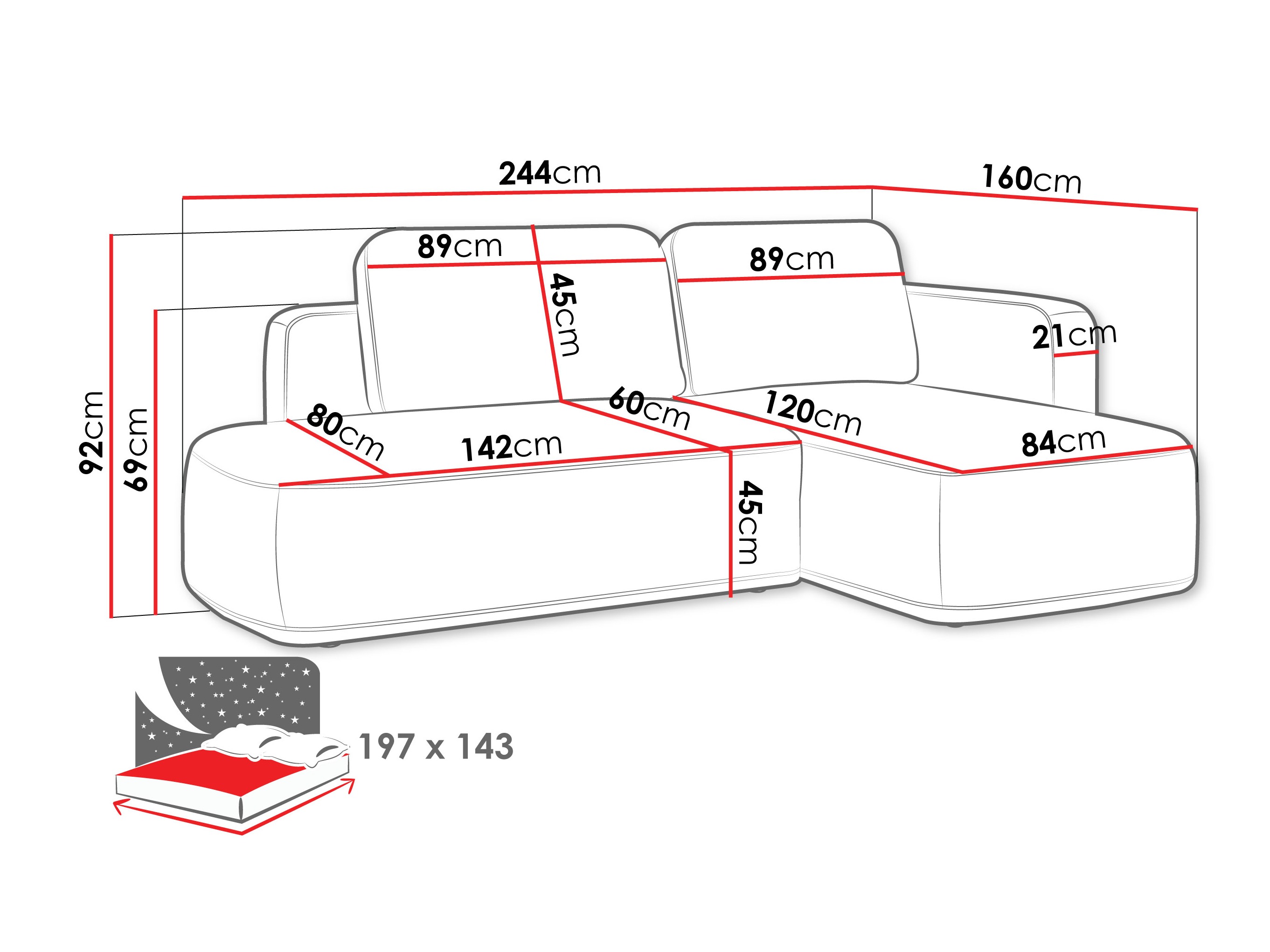 Ugaona sofa ComfiDream 203 (Perfect Harmony 39)