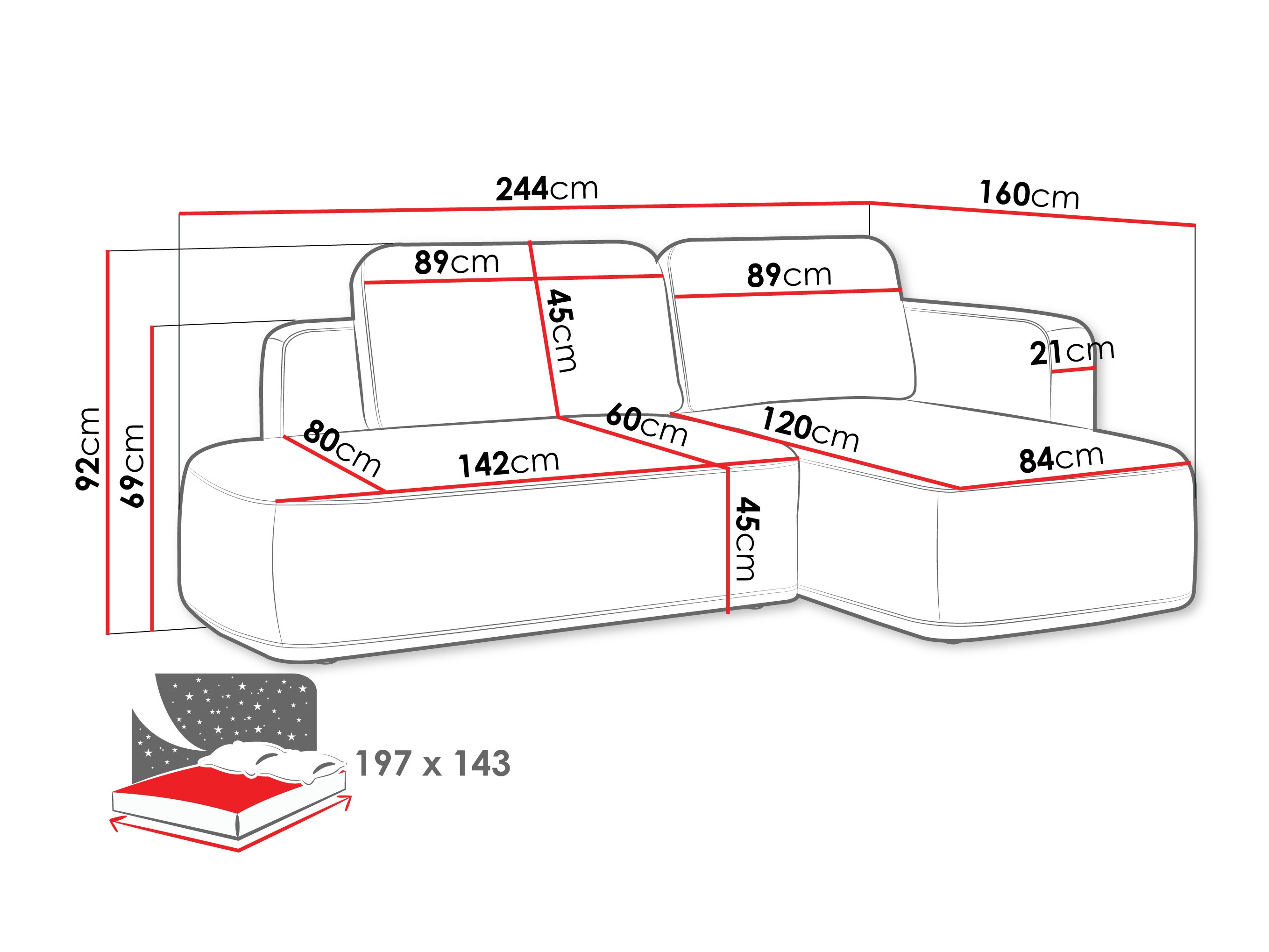 Ugaona sofa ComfiDream 203 (Perfect Harmony 39)