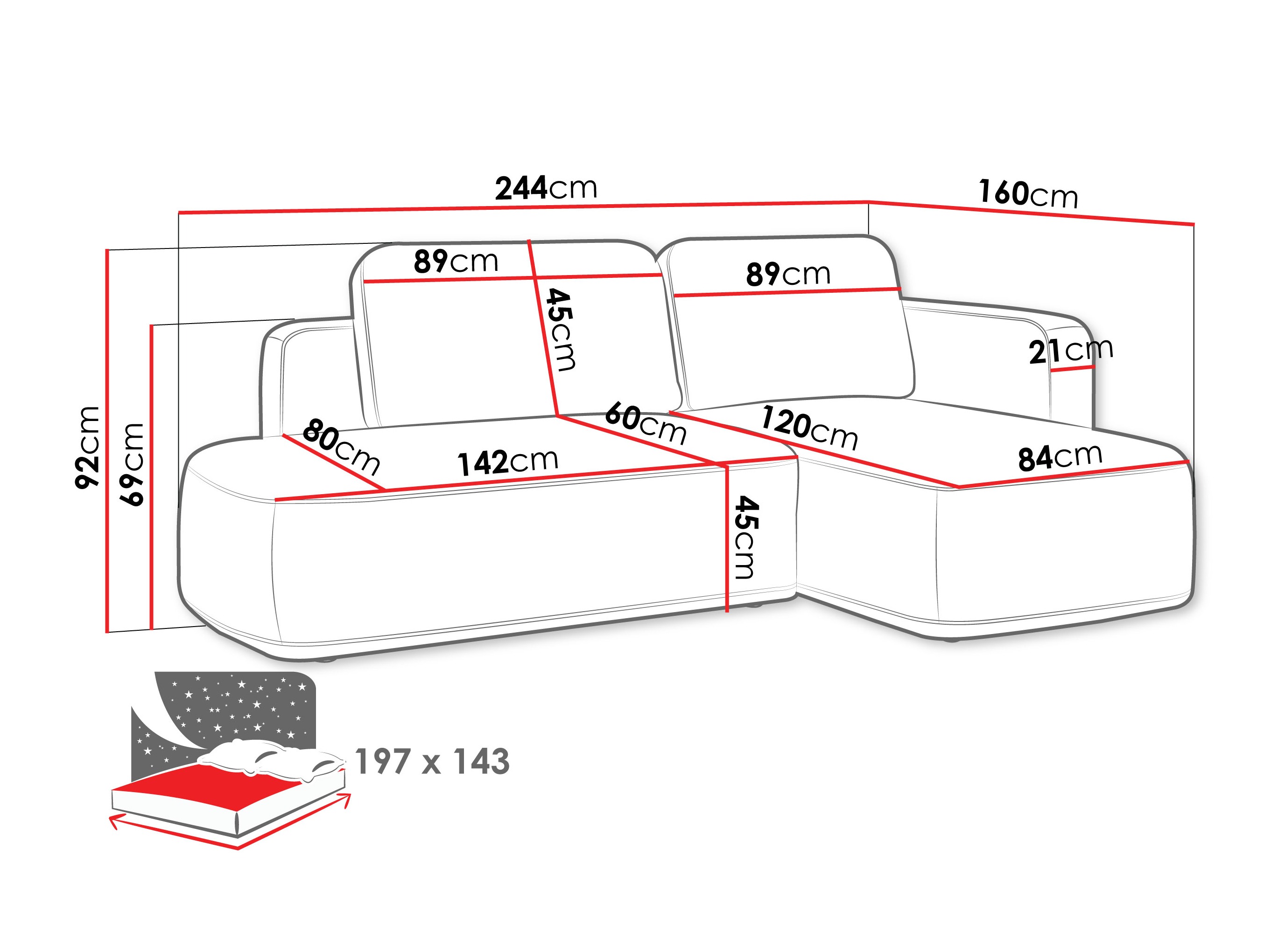 Ugaona sofa ComfiDream 203 (Perfect Harmony 63)