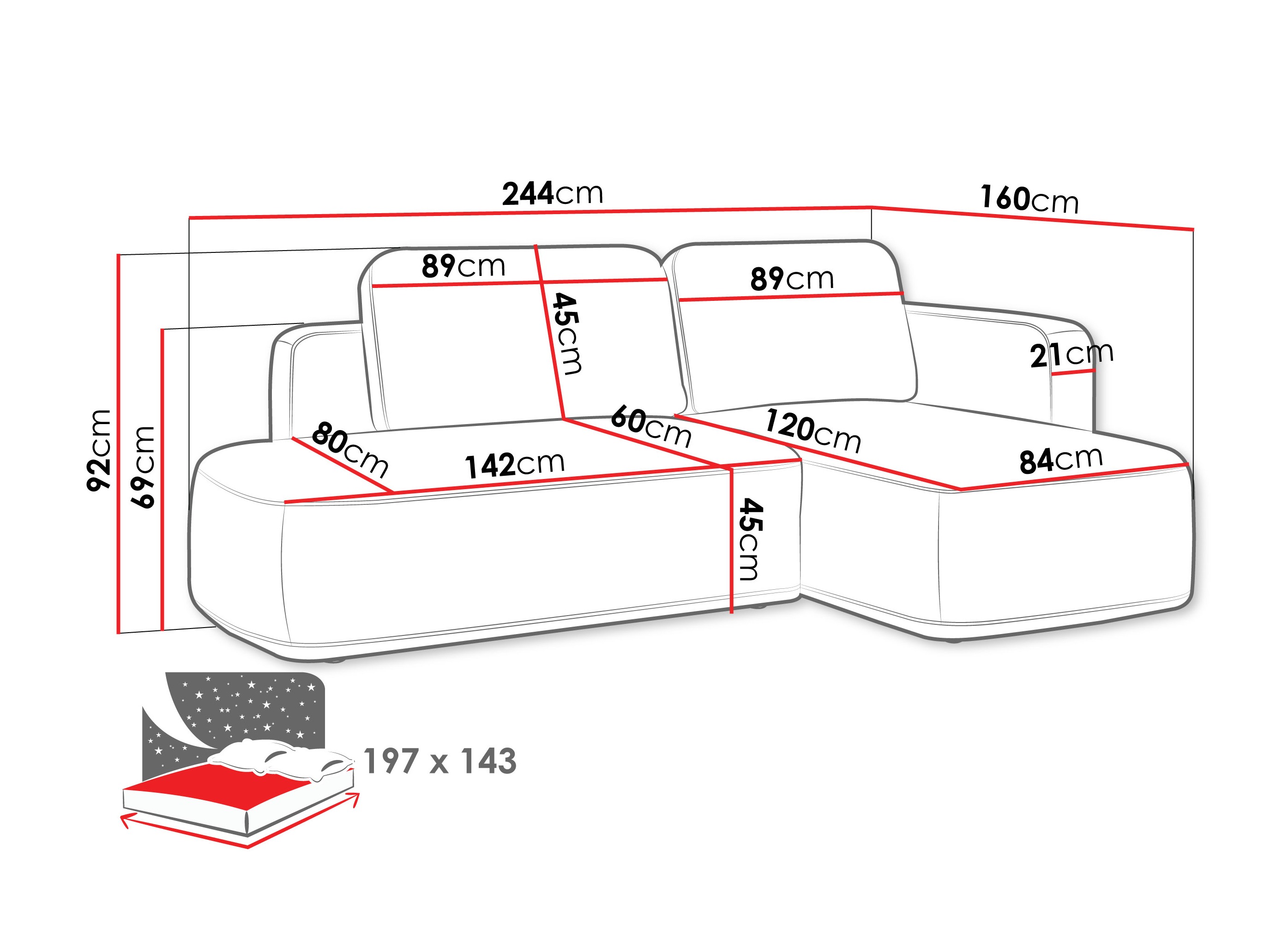 Ugaona sofa ComfiDream 203 (Perfect Harmony 63)