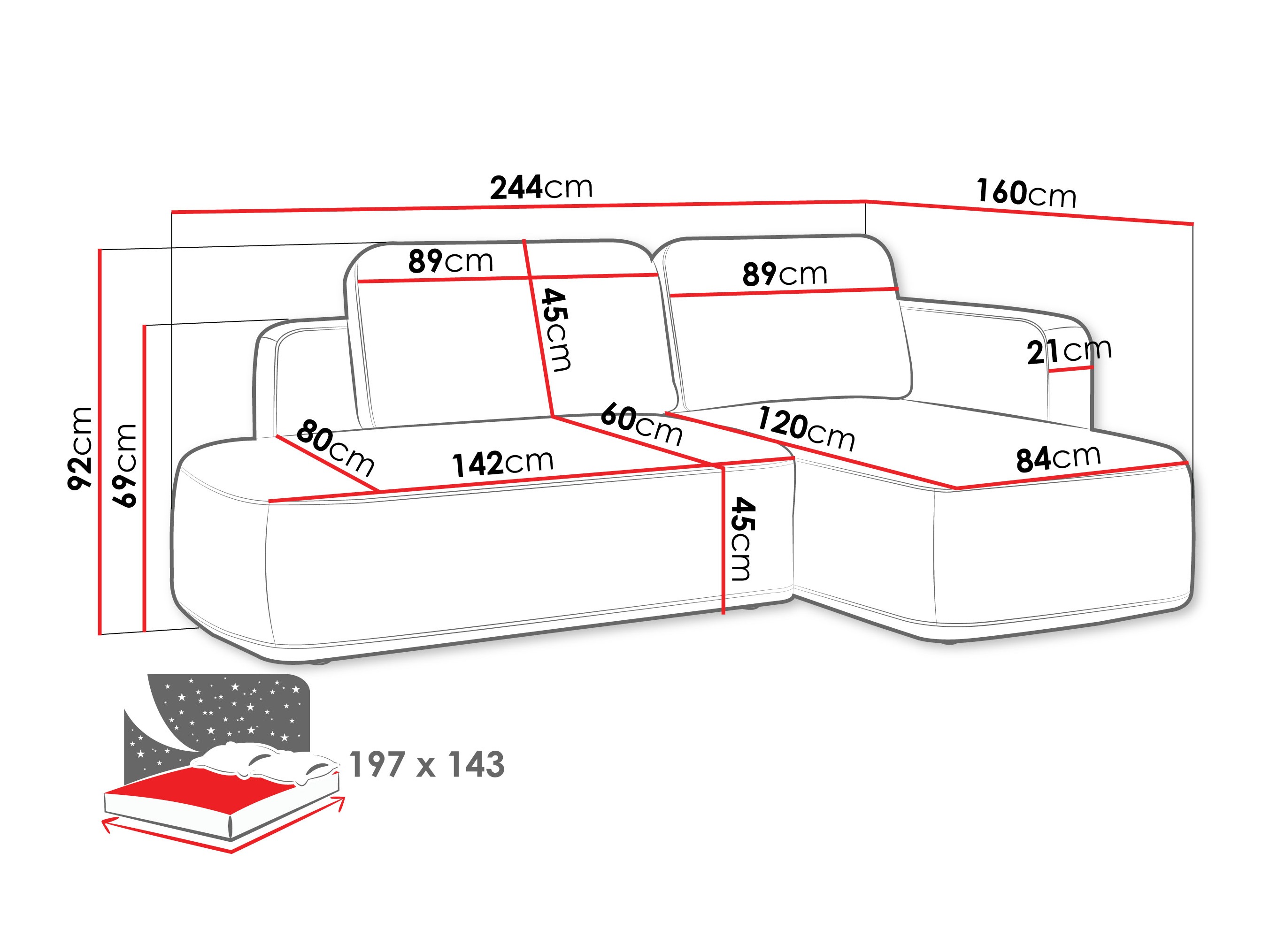 Ugaona sofa ComfiDream 203 (Perfect Harmony 77)