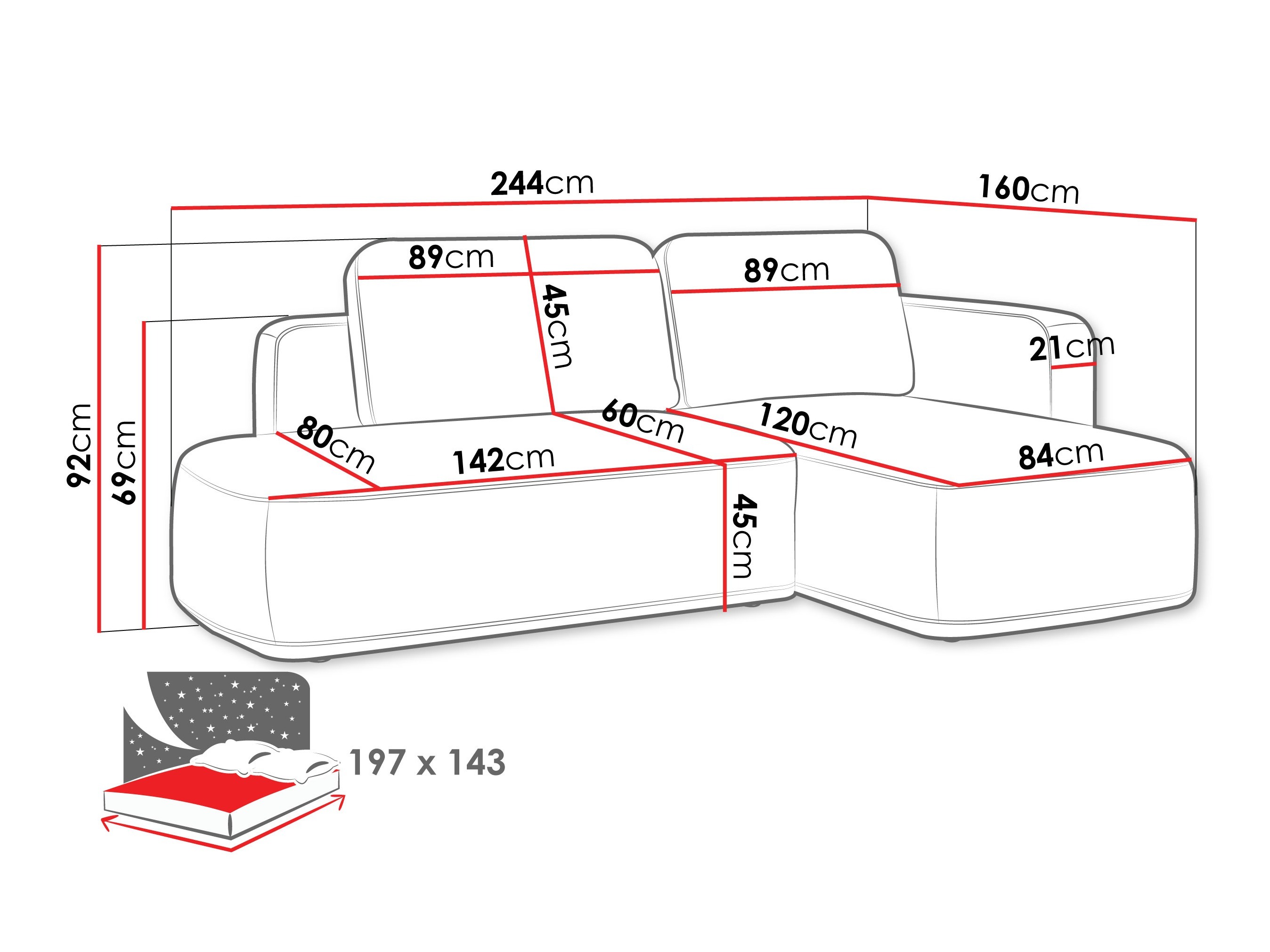 Ugaona sofa ComfiDream 203 (Perfect Harmony 77)