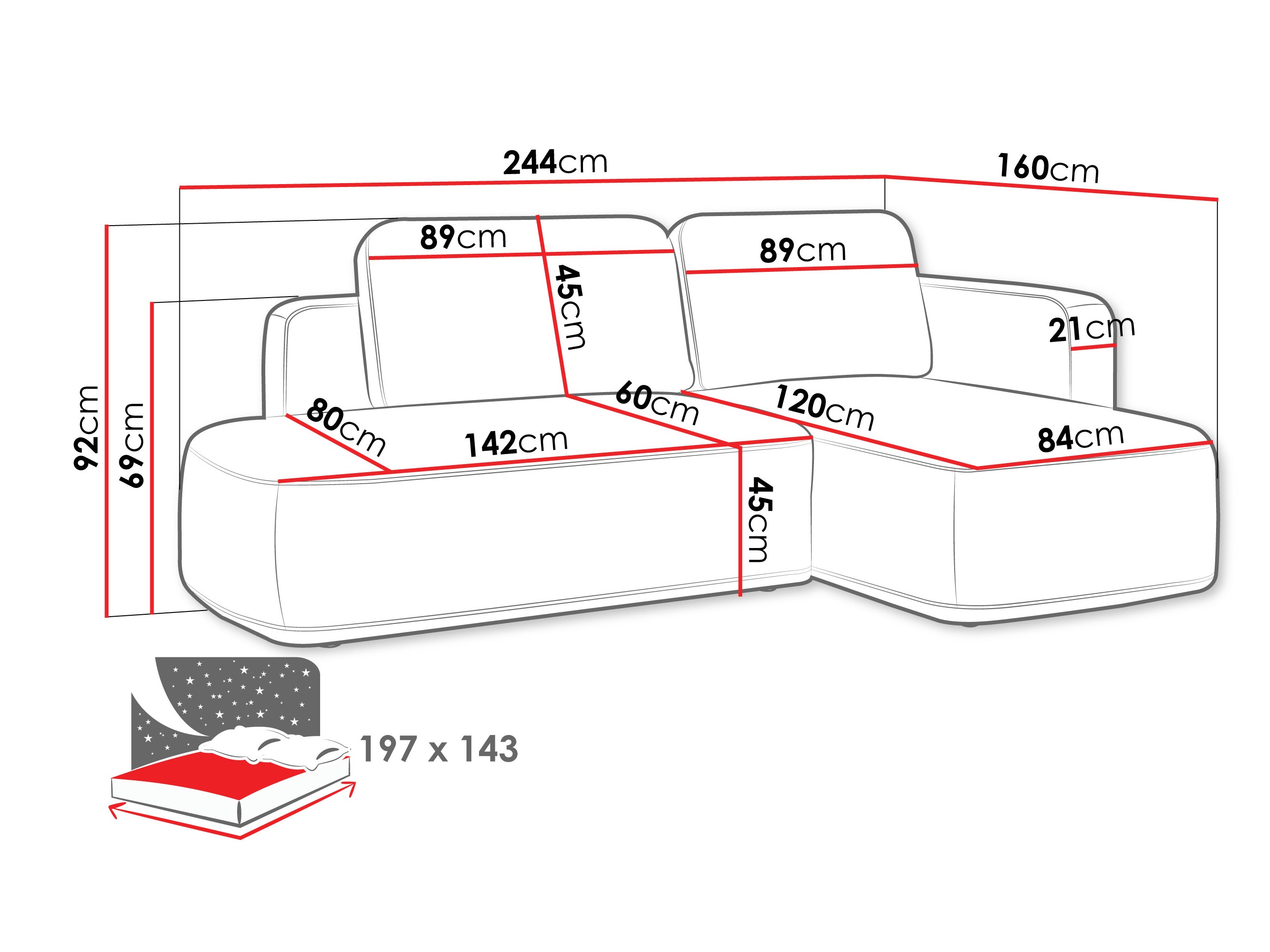 Ugaona sofa ComfiDream 203 (Perfect Harmony 82)
