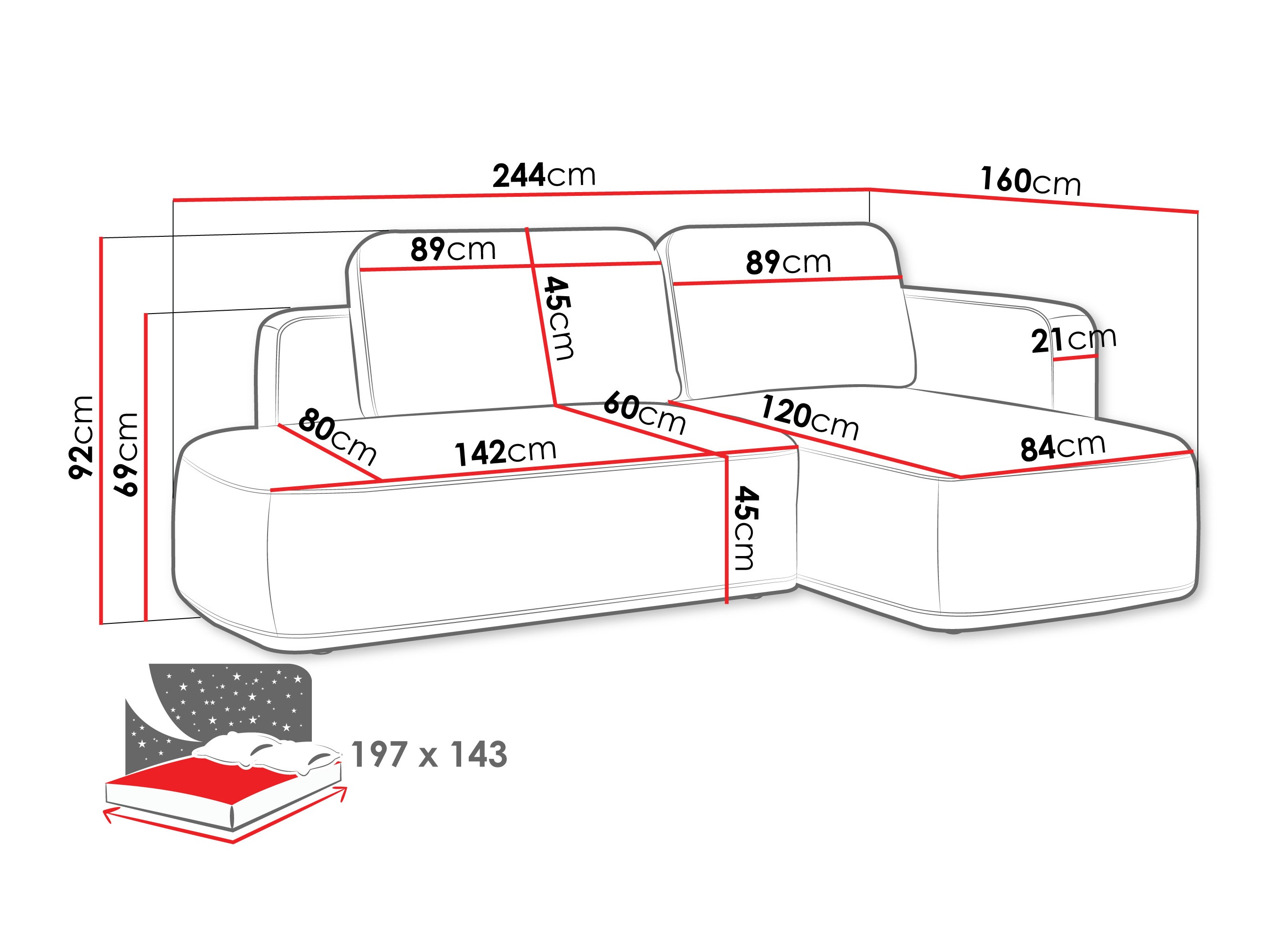 Ugaona sofa ComfiDream 203 (Perfect Harmony 82)
