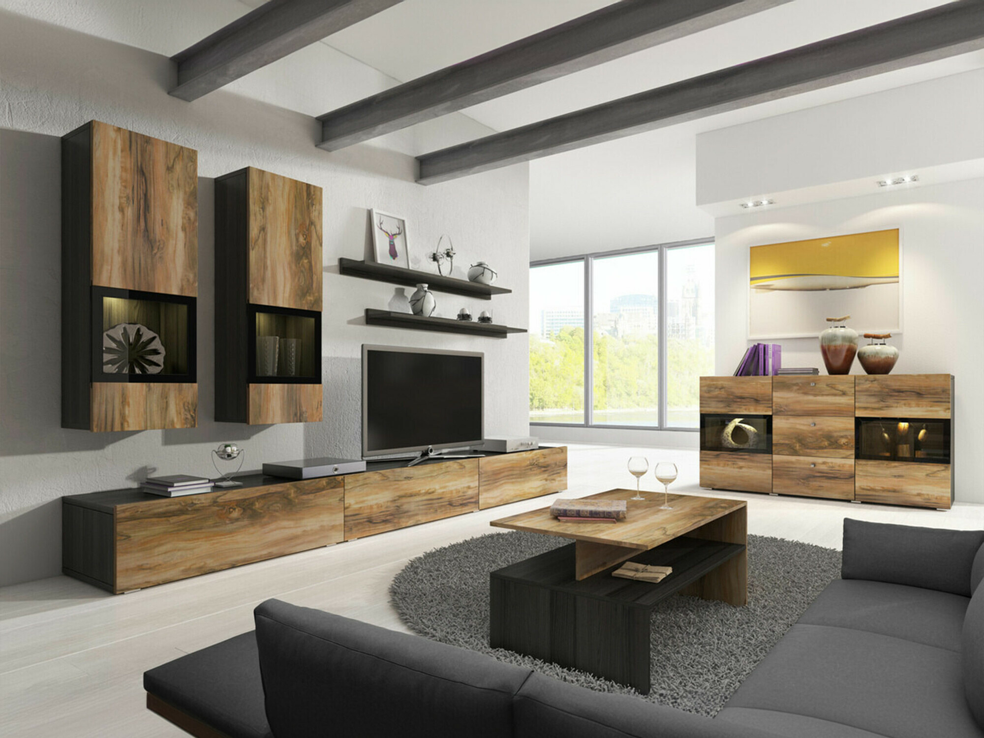 Set za dnevnu sobu Serodeu 100 (Orah + Tamno brown)