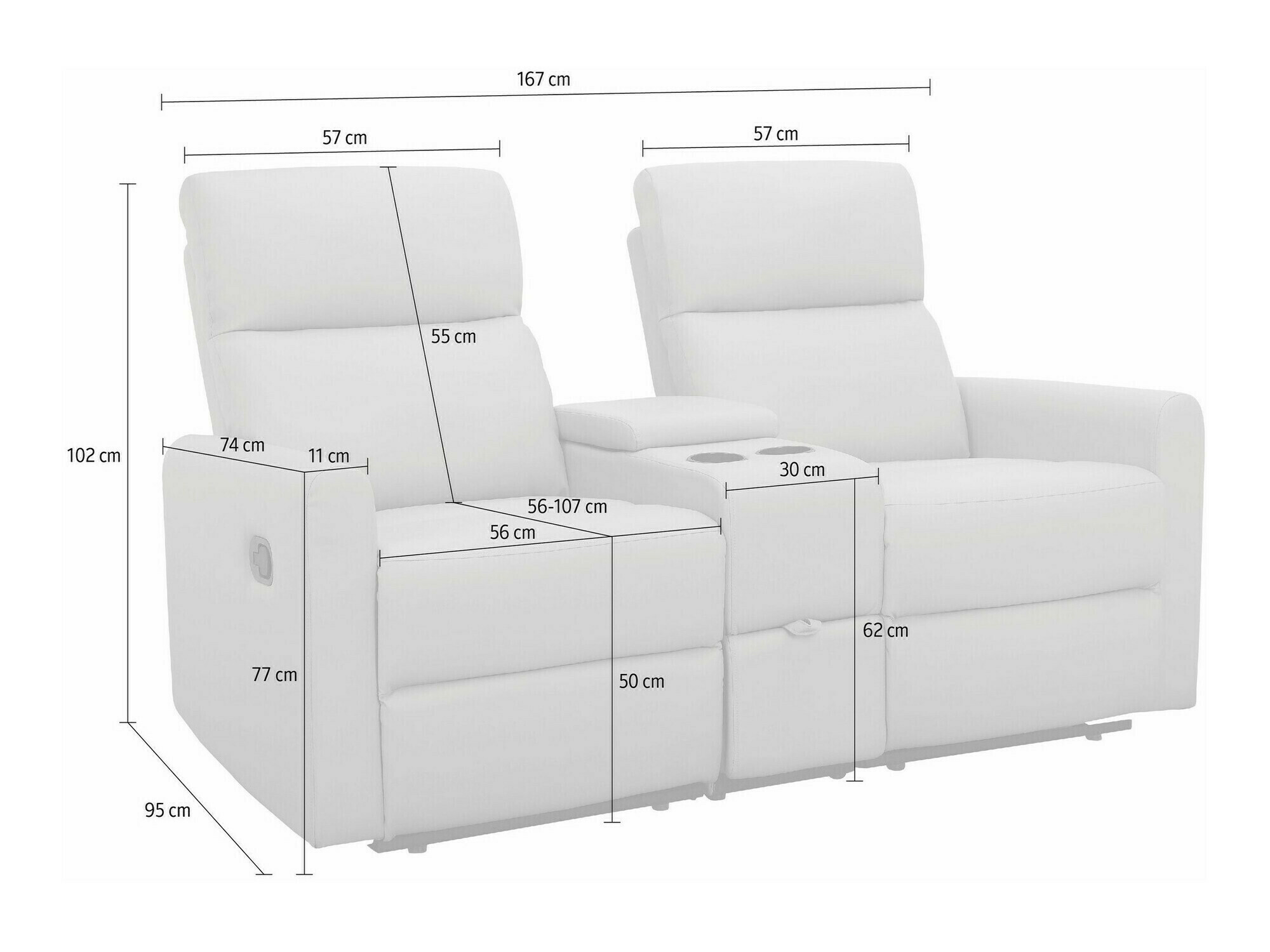 Relaks sofa Denton 1397 (Sivo)