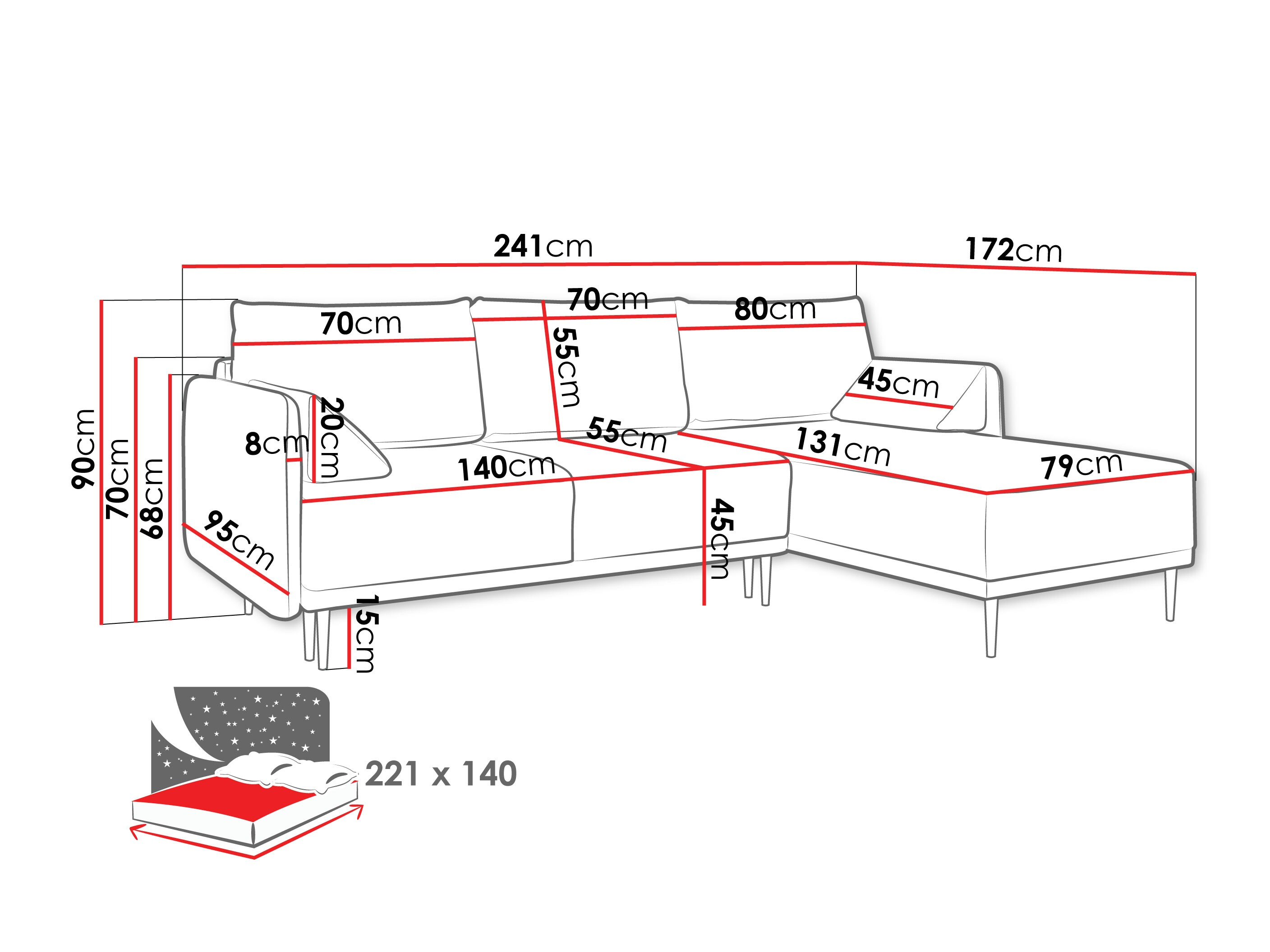 Ugaona sofa ComfiDream 204 (Sicuro 50)