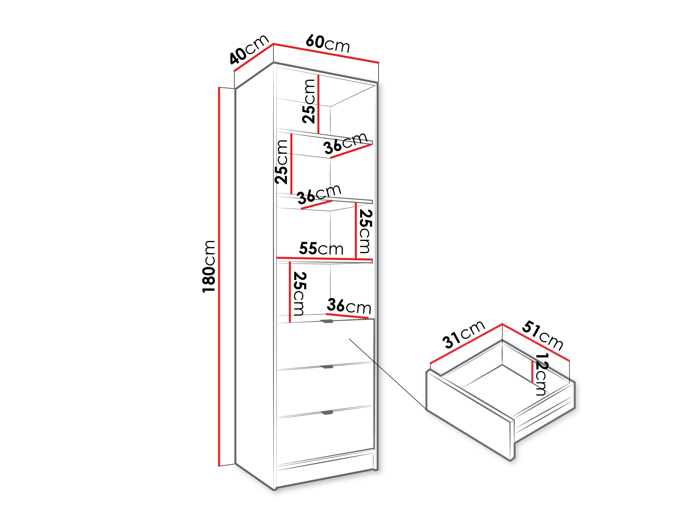 Polica Comfivo Larmire 116 (Crno)
