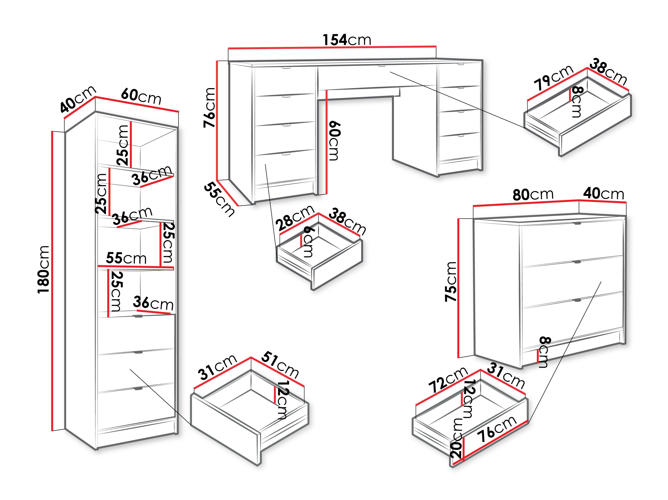 Set za kućnu kancelariju Comfivo Larmire 121 (Crno)