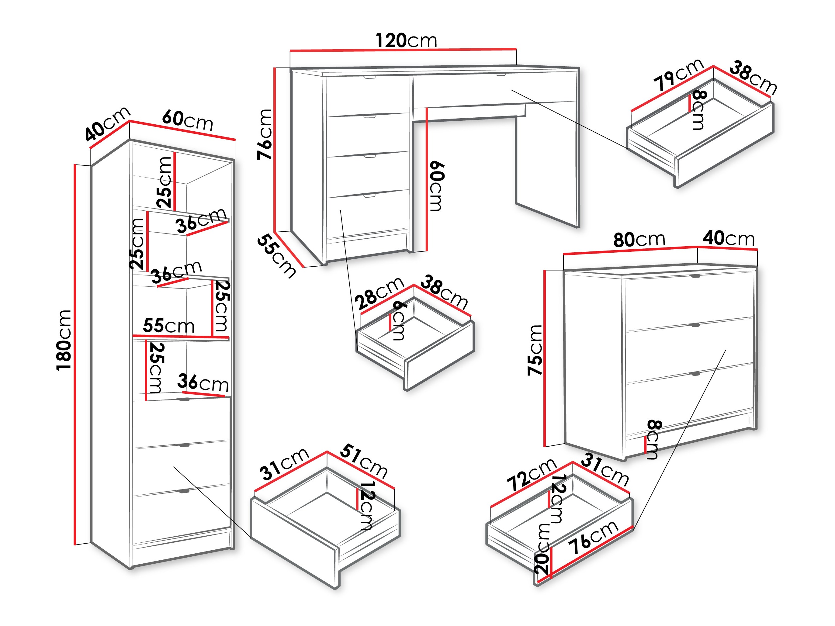 Set za kućnu kancelariju Comfivo Papilio V (Crno)