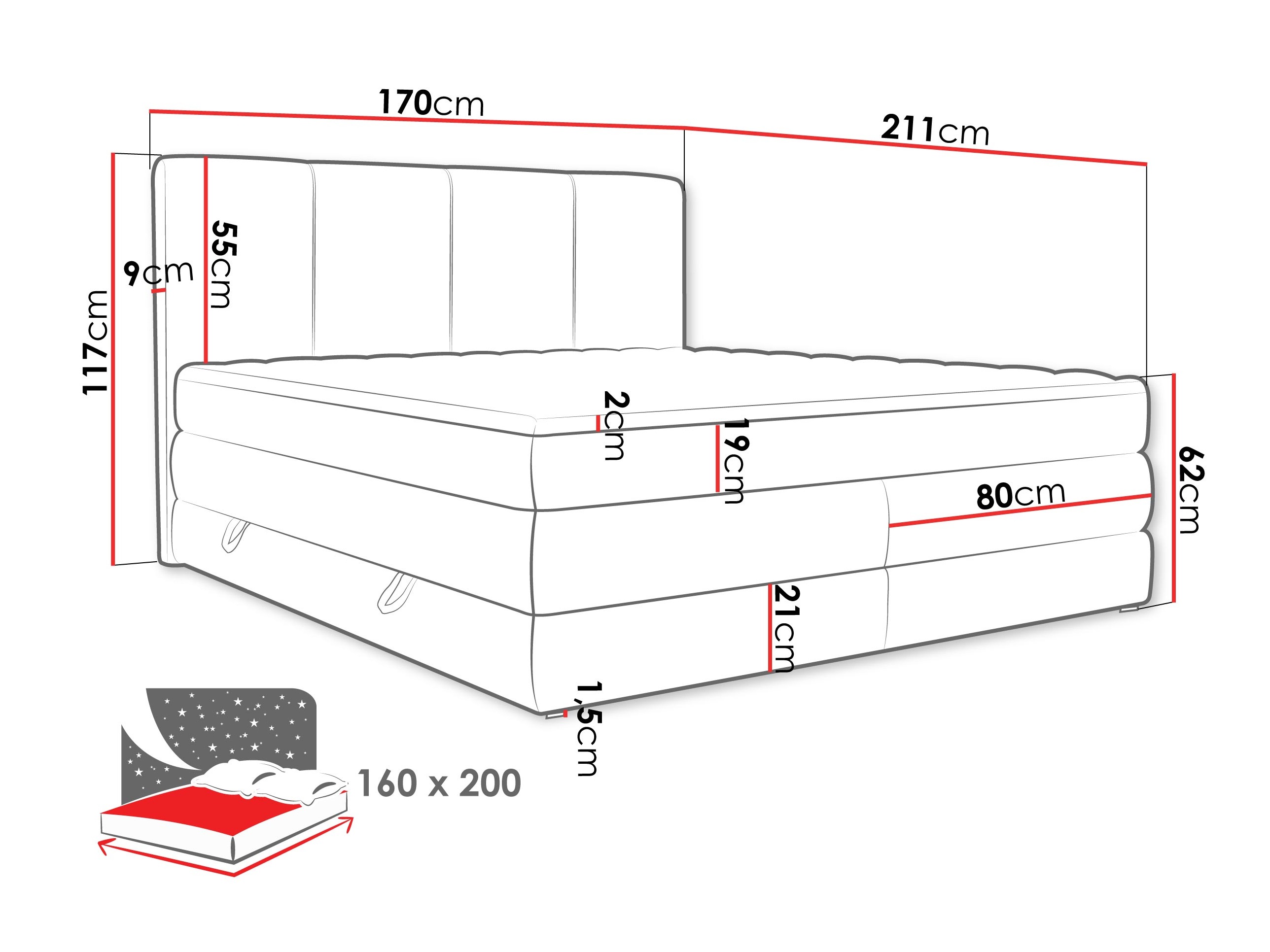 Boxspring krevet ComfiDream 205 (Onega 03)