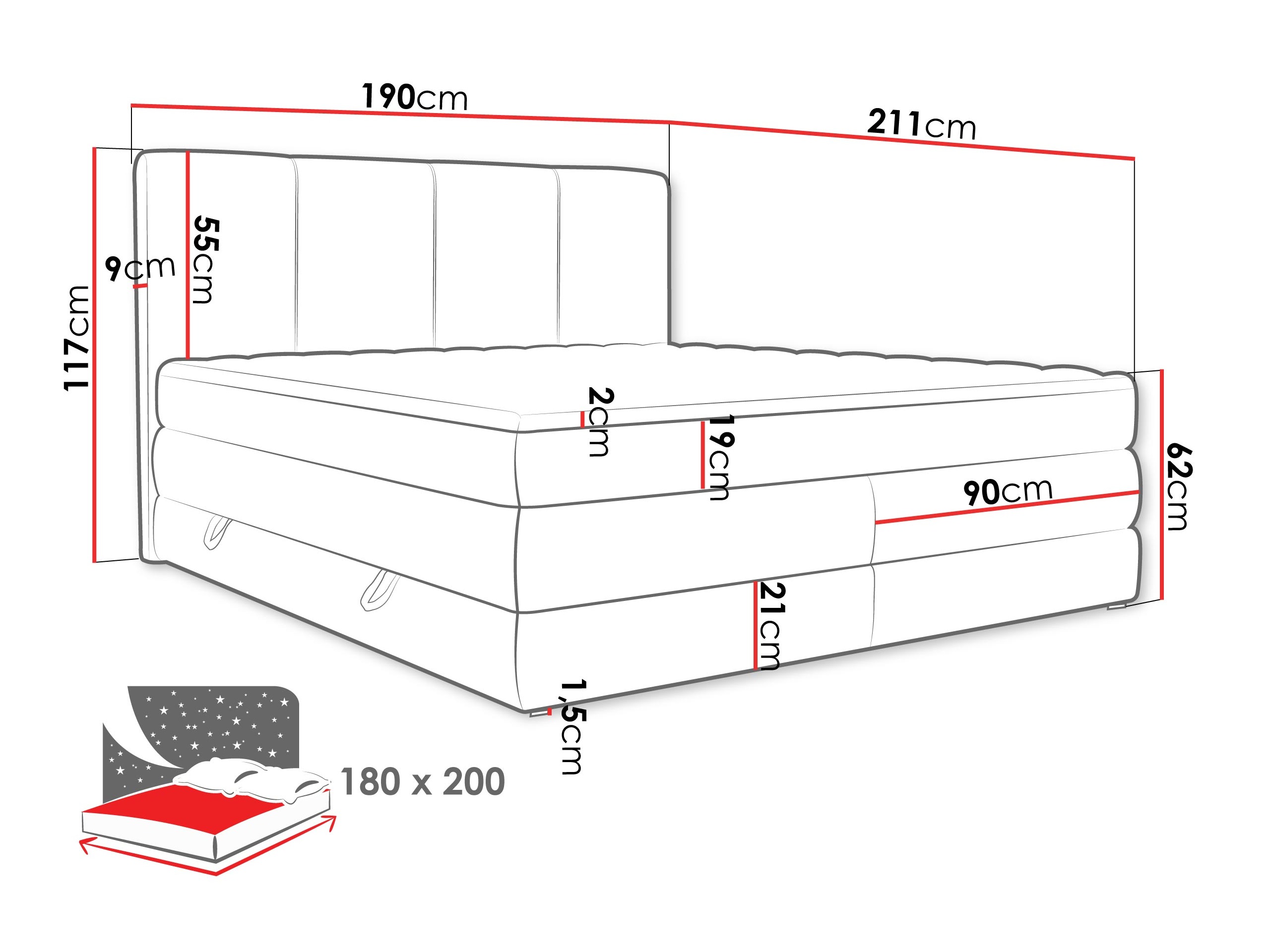 Boxspring krevet ComfiDream 205 (Onega 03)
