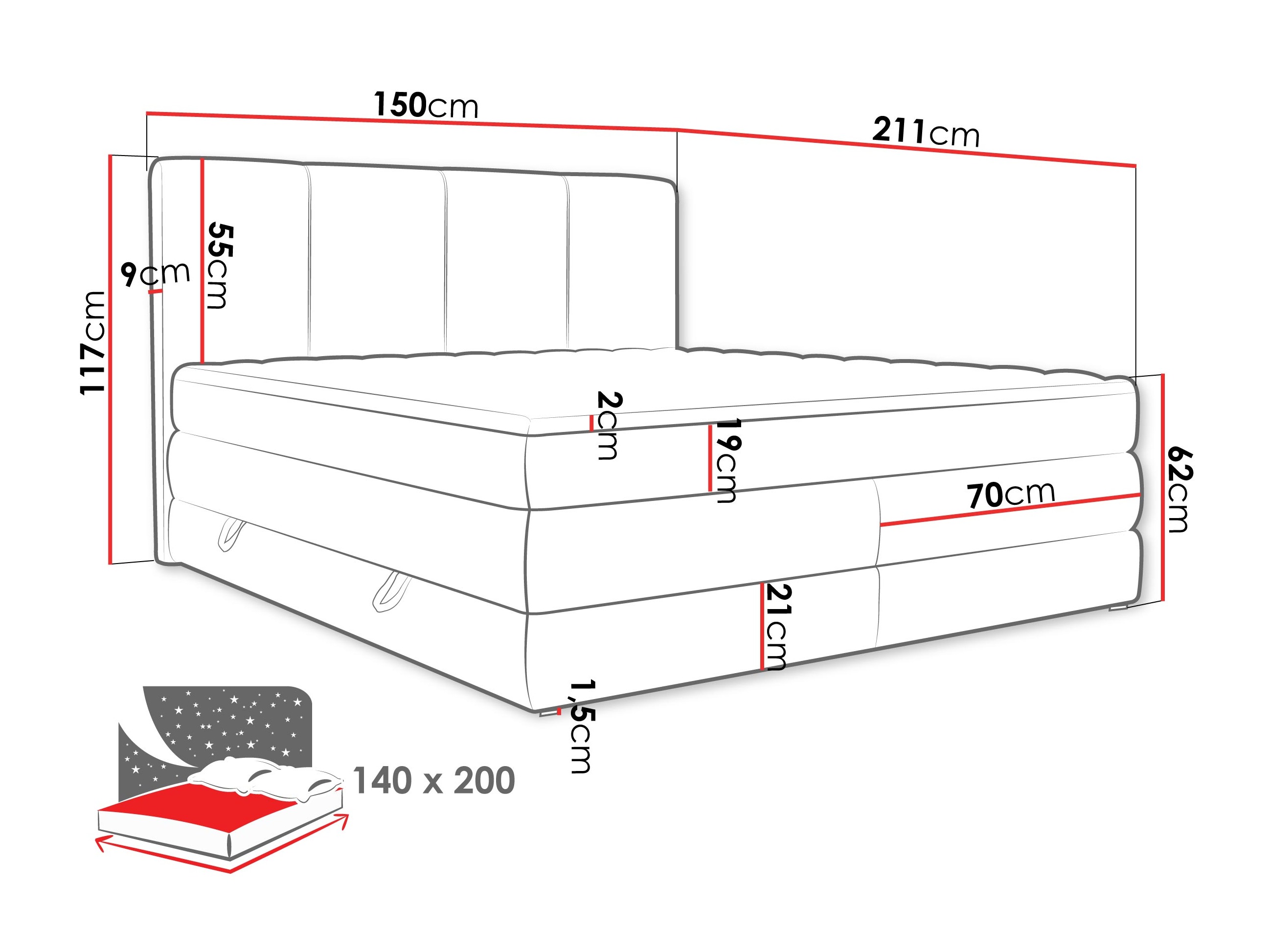 Boxspring krevet ComfiDream 205 (Onega 07)