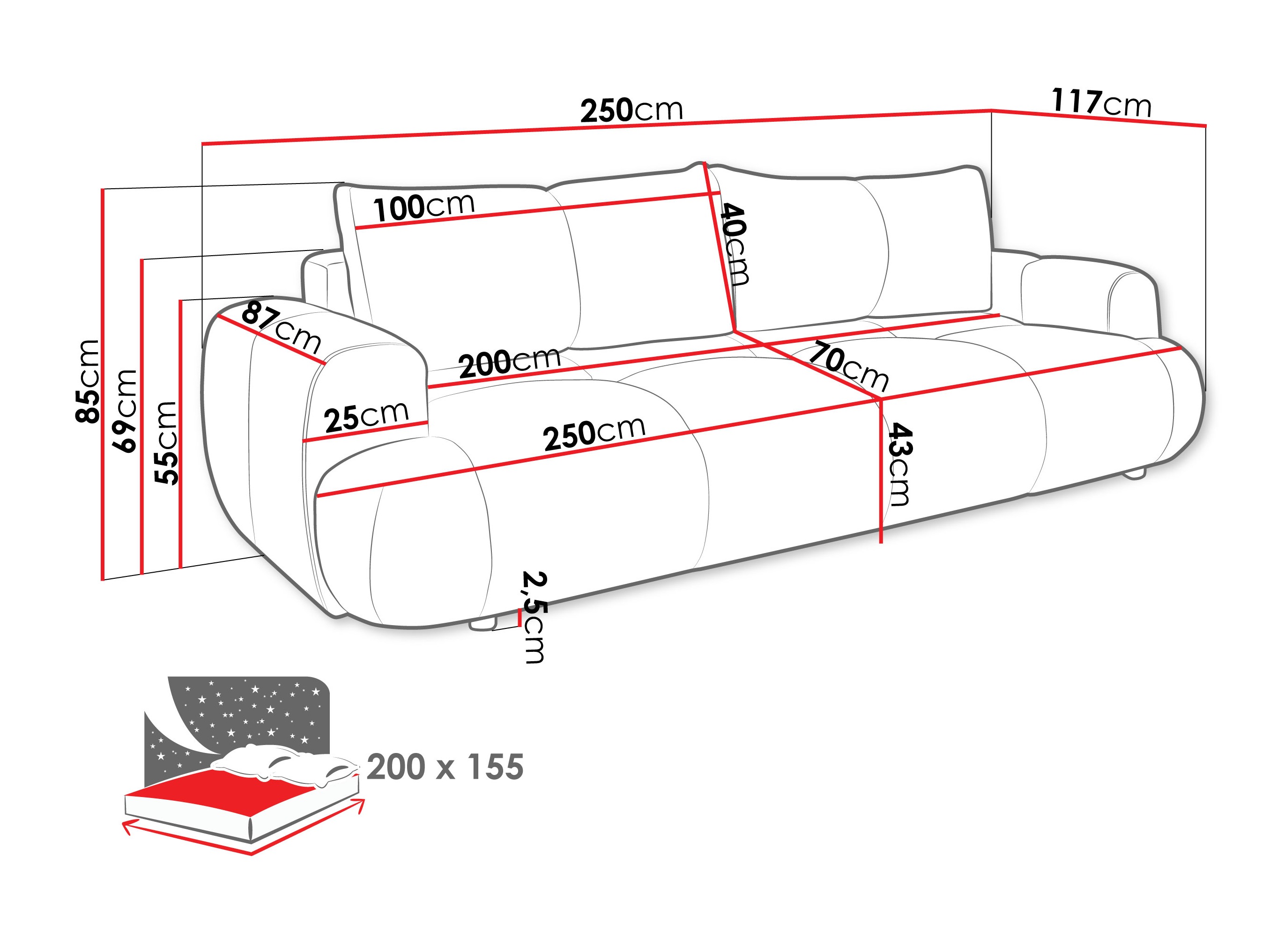 Sofa na razvlačenje TrendyNest 115 (Now Or Never 06)