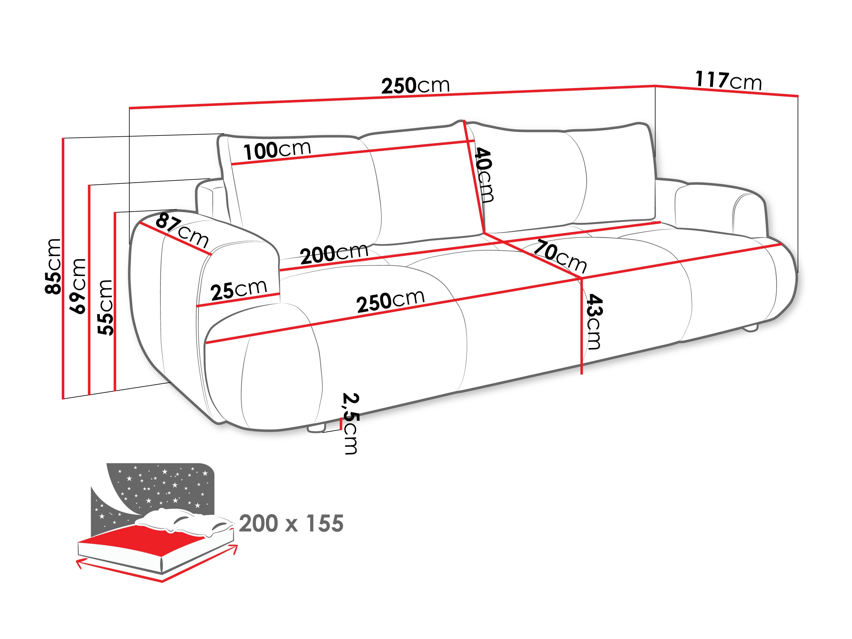 Sofa na razvlačenje TrendyNest 115 (Now Or Never 16)