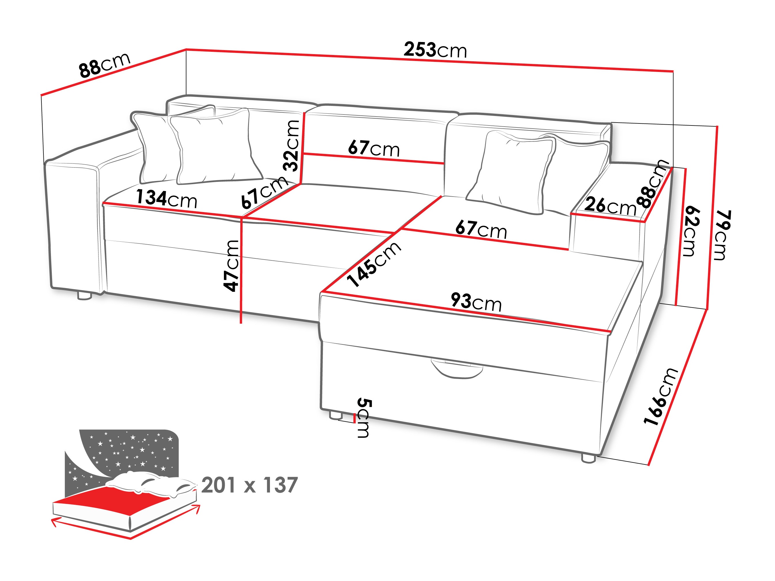 Ugaona sofa Clovis 116 (Coral 55)