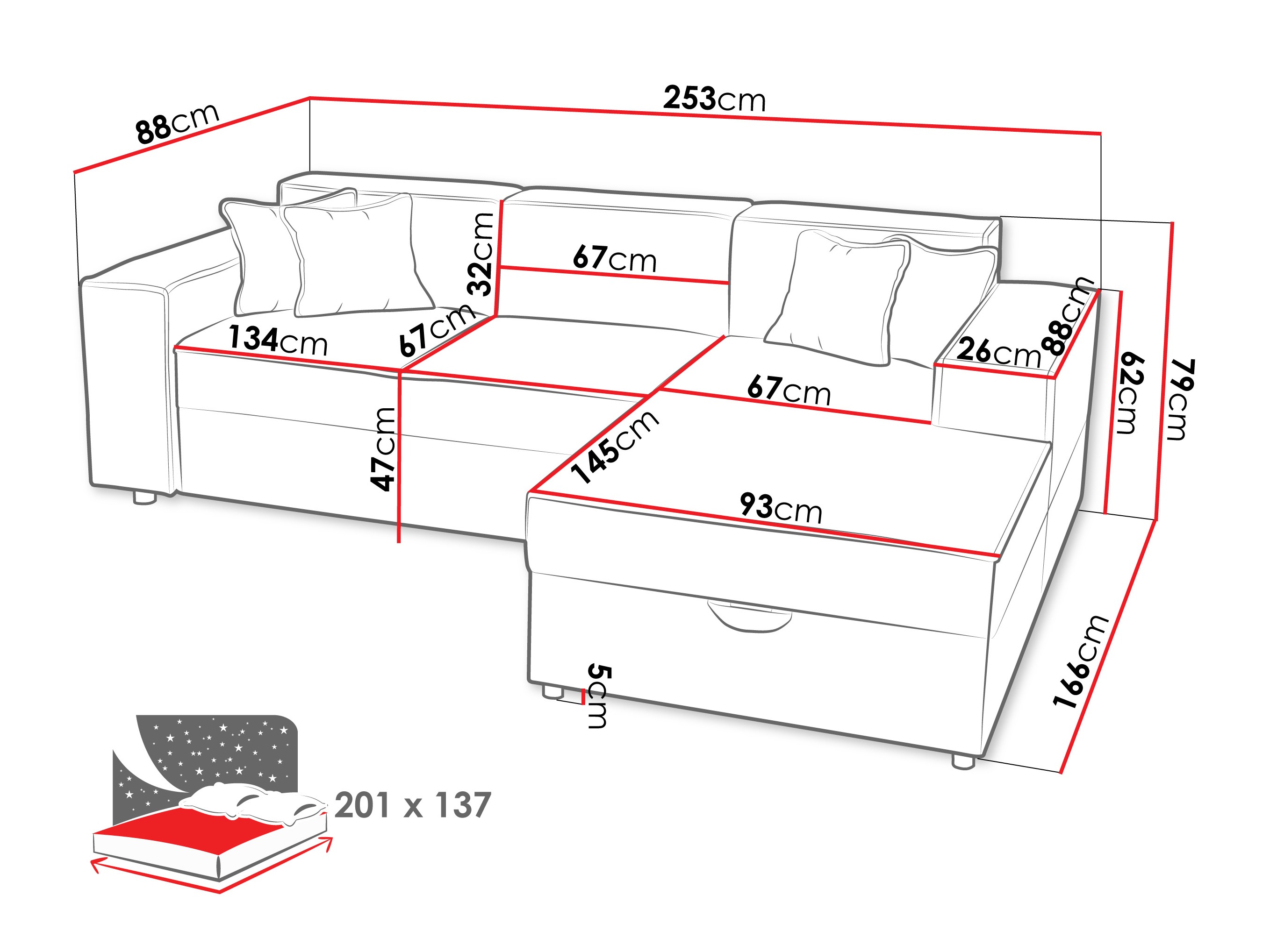 Ugaona sofa Clovis 116 (Coral 65)
