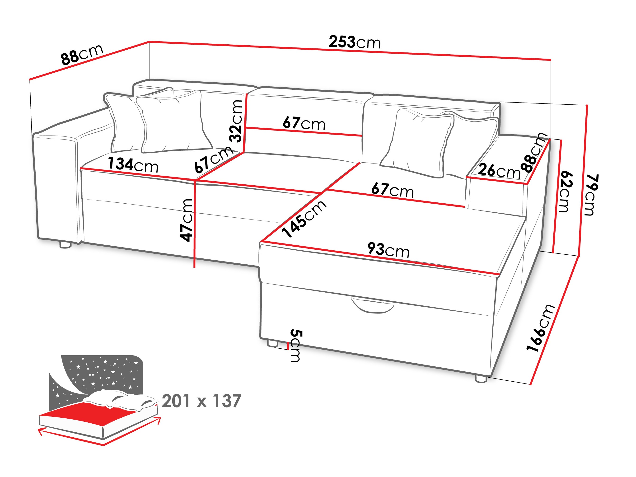 Ugaona sofa Clovis 116 (Coral 65)