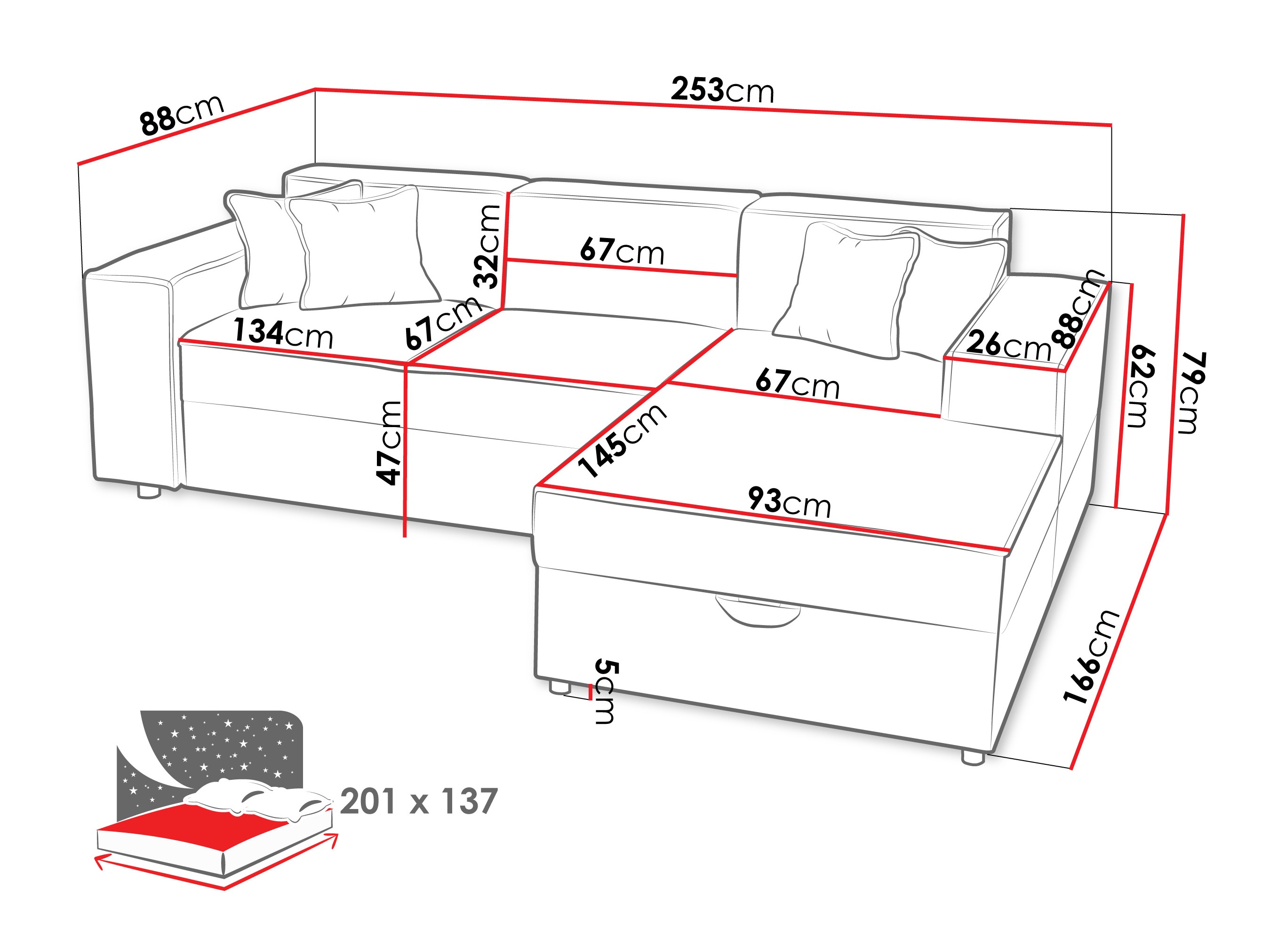 Ugaona sofa Clovis 116 (Coral 75)