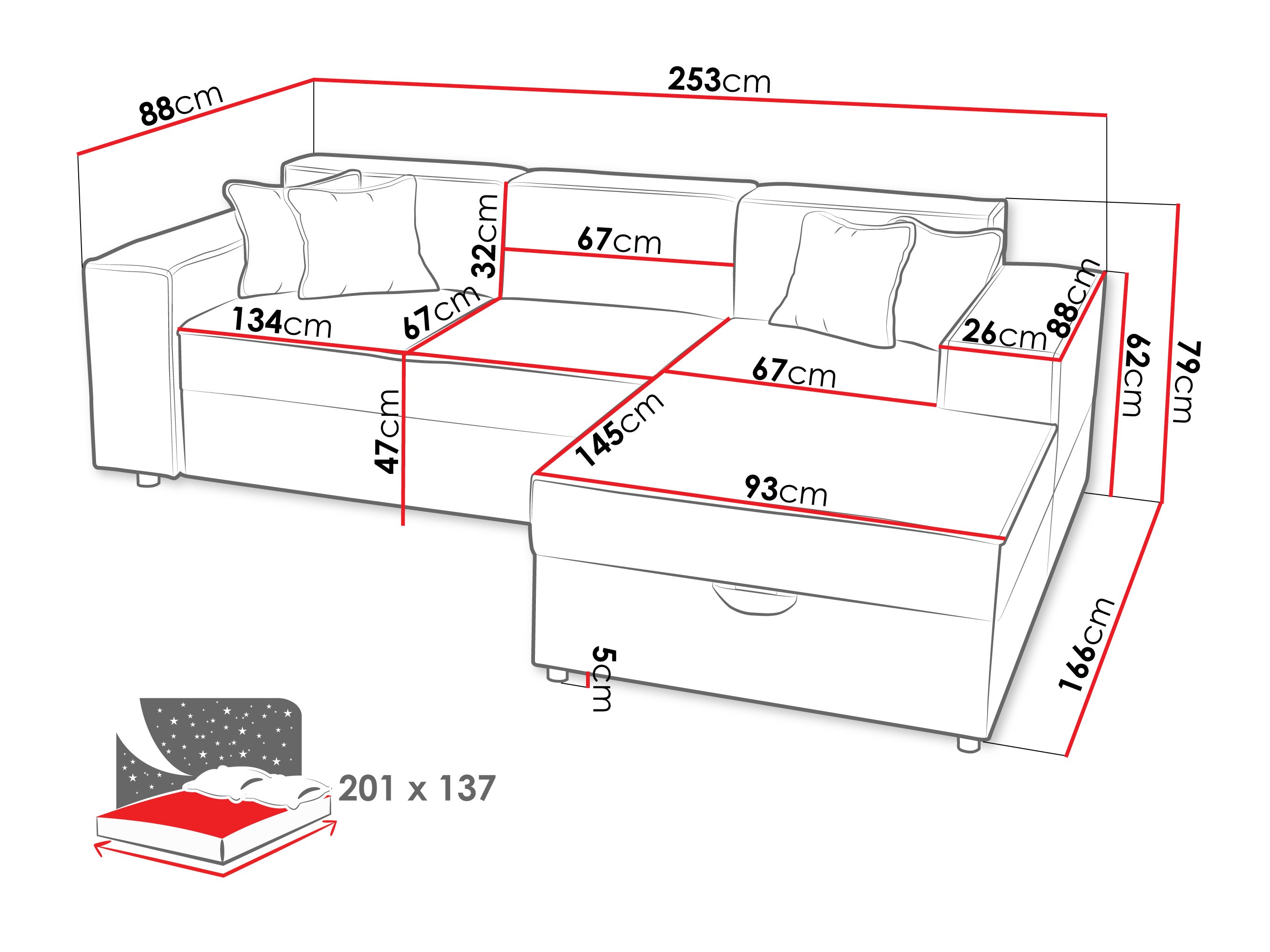 Ugaona sofa Clovis 116 (Coral 80)