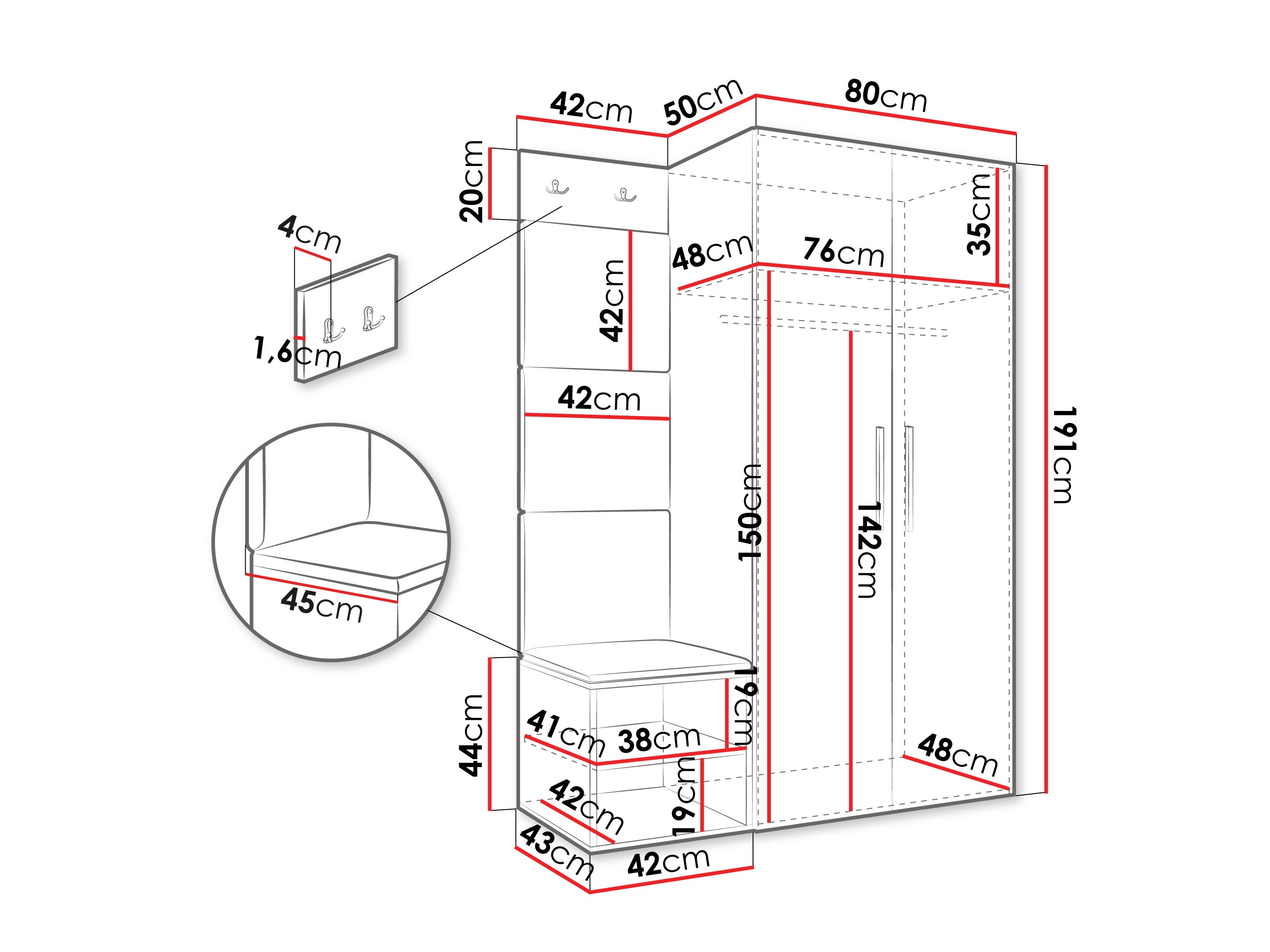 Set za hodnik Hartford 523 (Belo)