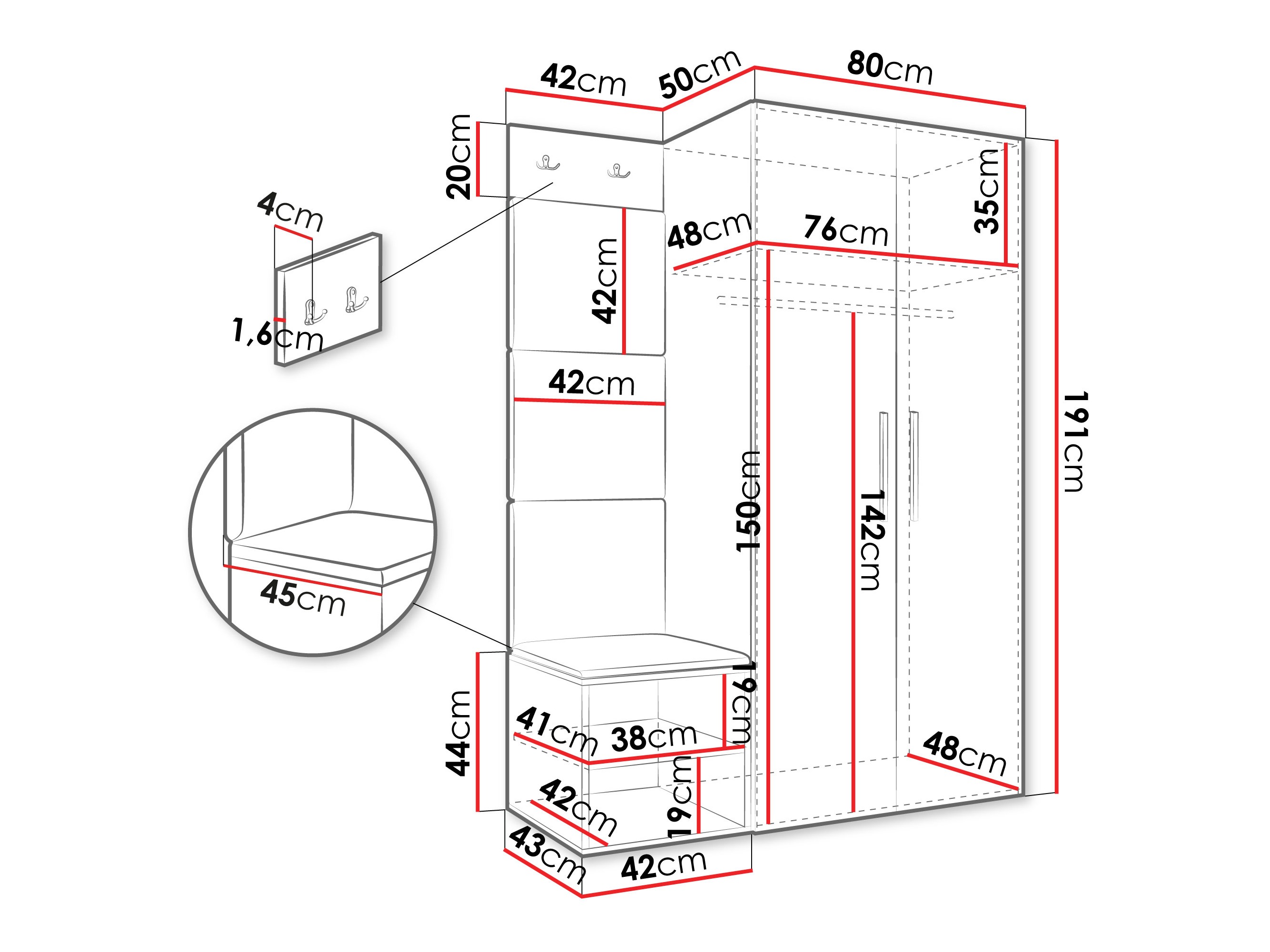 Set za hodnik Hartford 523 (Belo)