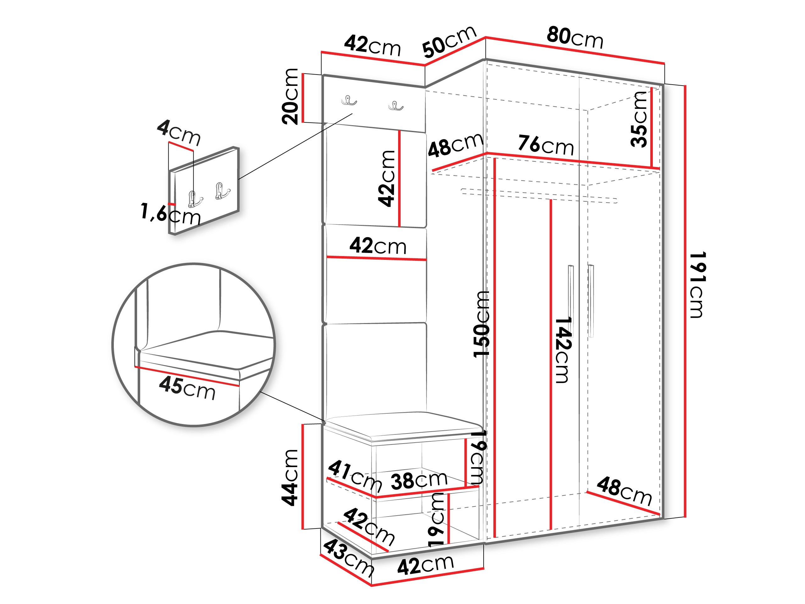 Set za hodnik Hartford 523 (Belo)