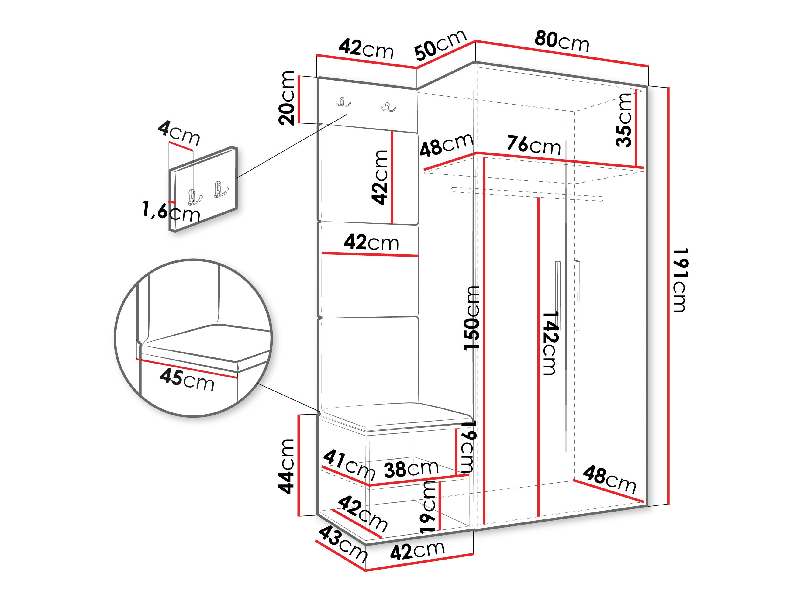 Set za hodnik Hartford 523 (Zanatski hrast)