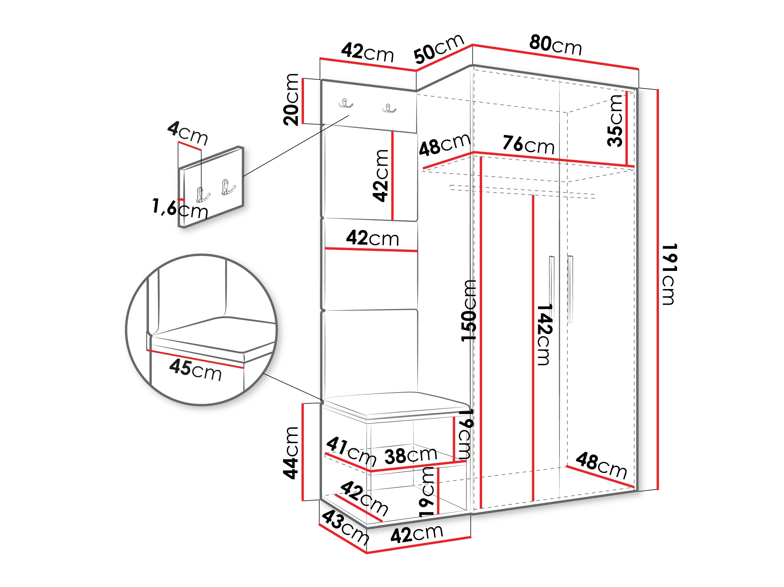 Set za hodnik Hartford 523 (Zanatski hrast)