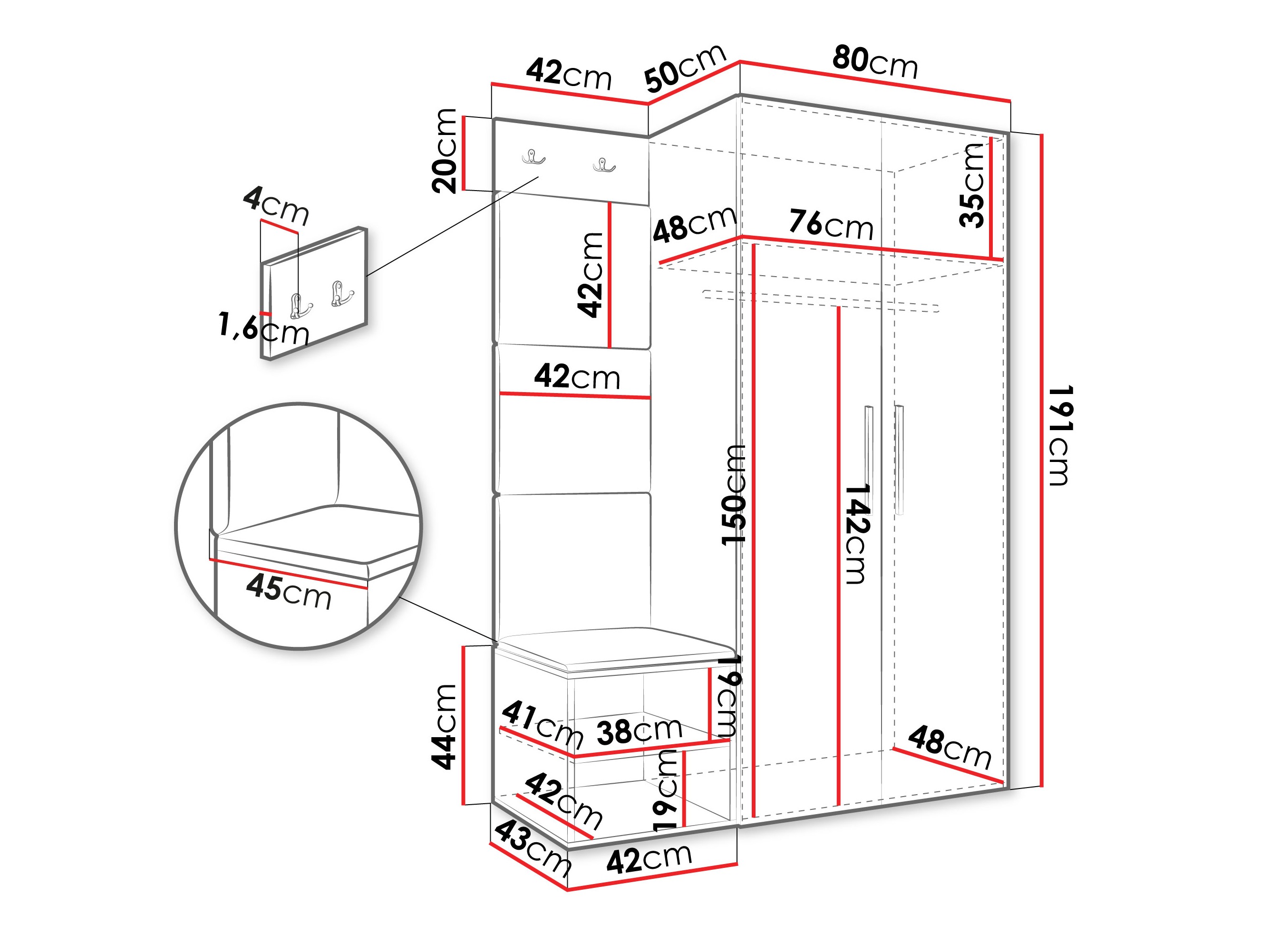 Set za hodnik Hartford 523 (Zanatski hrast)