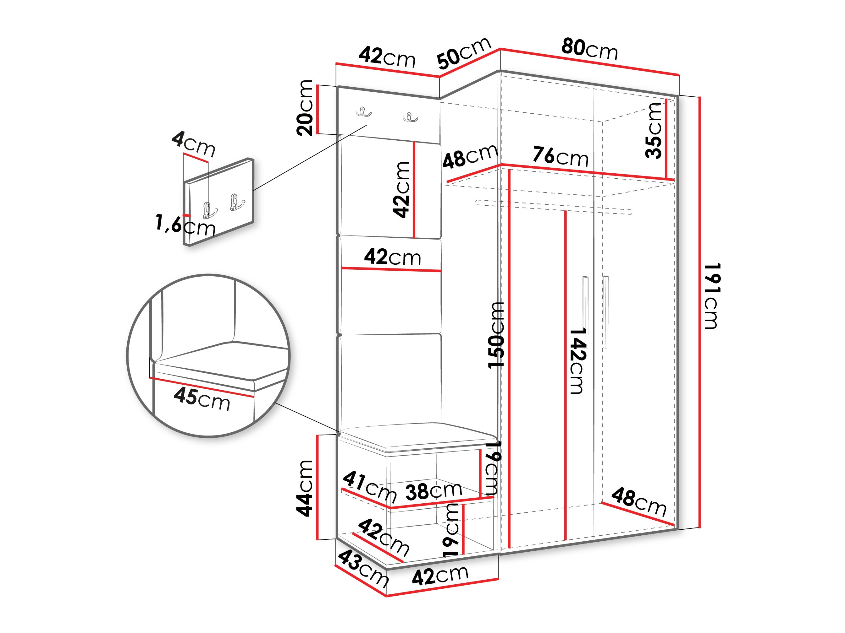 Set za hodnik Hartford 523 (Zanatski hrast)