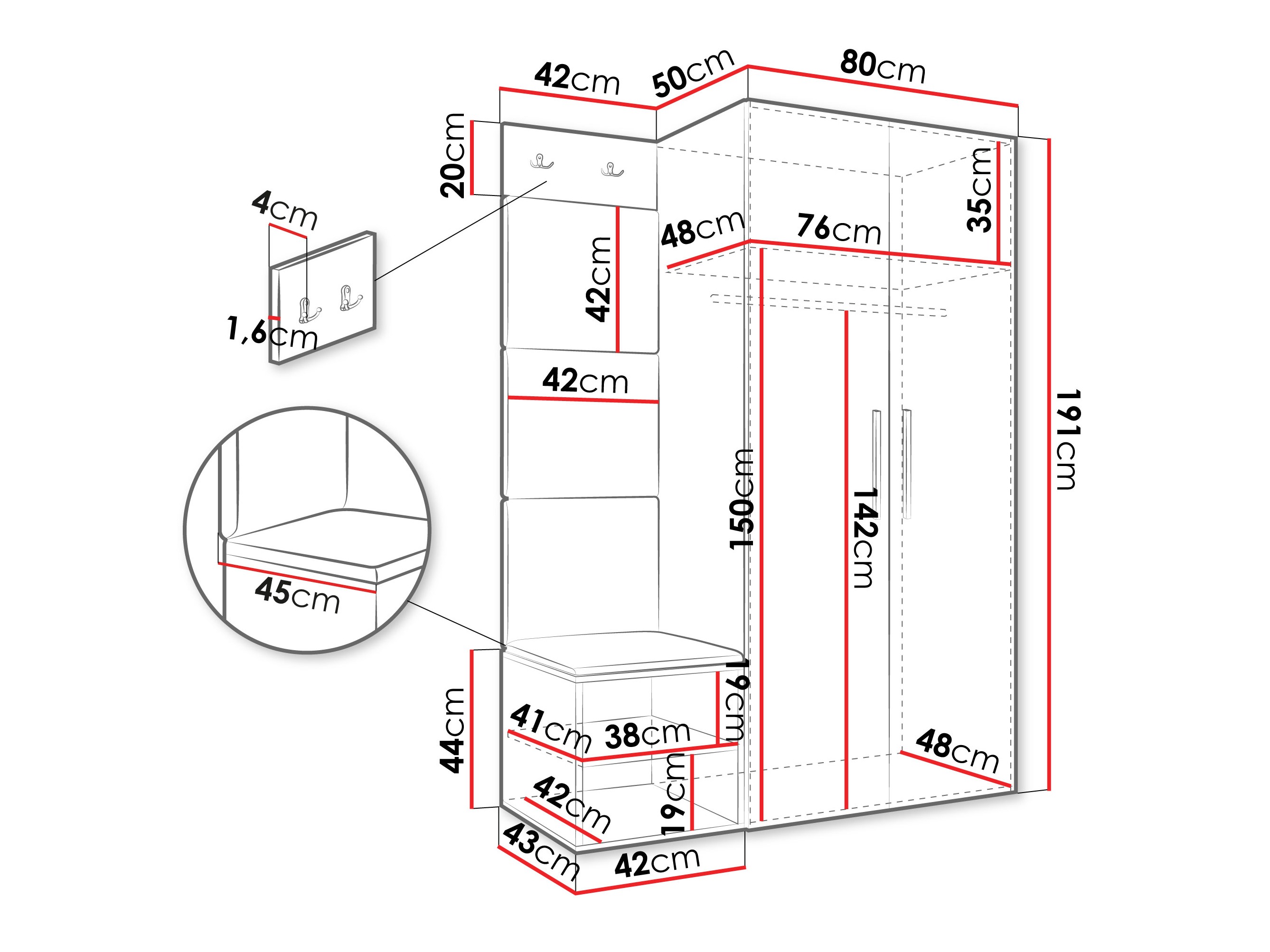 Set za hodnik Hartford 523 (Zanatski hrast)