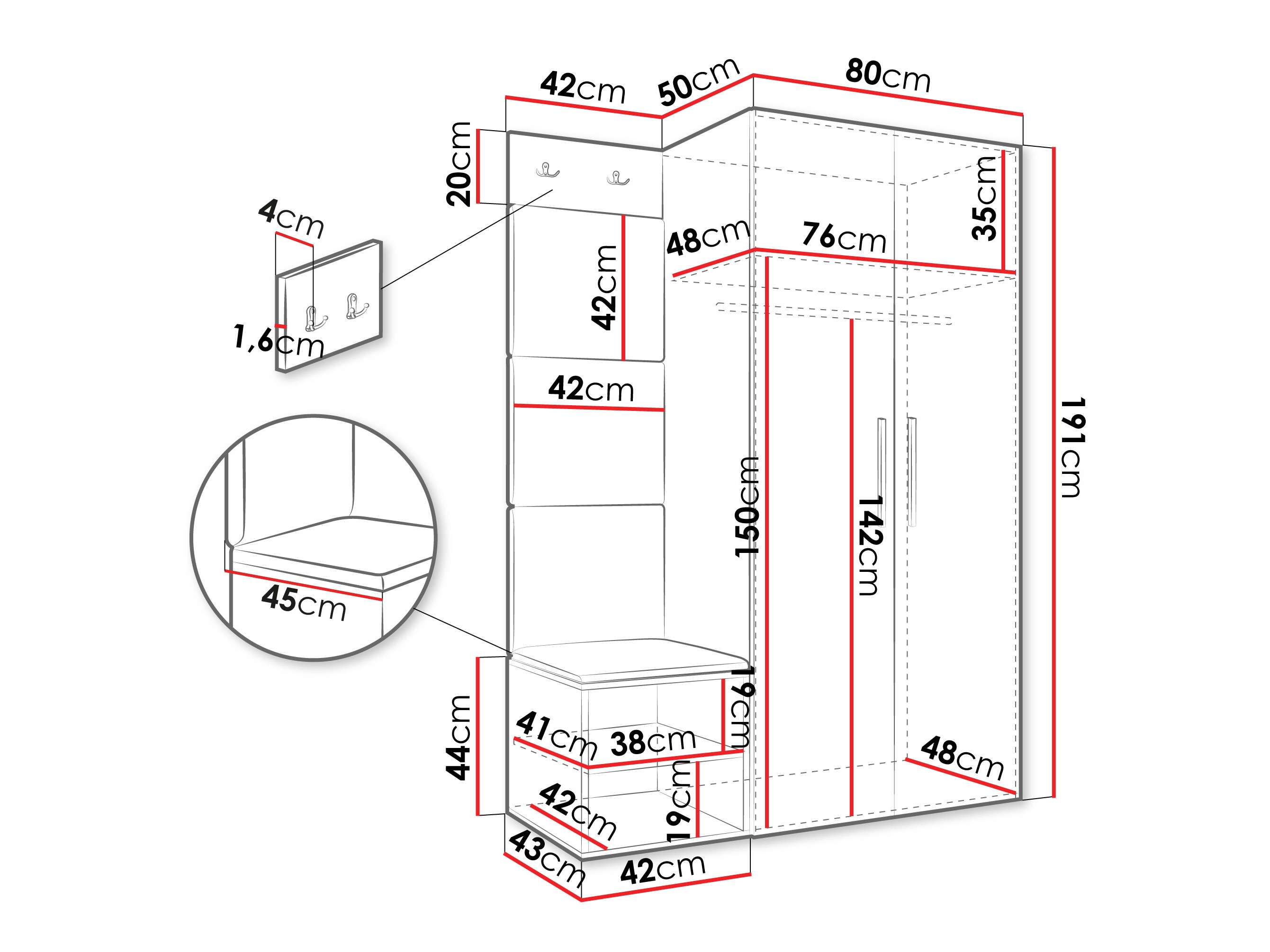 Set za hodnik Hartford 523 (Zanatski hrast)