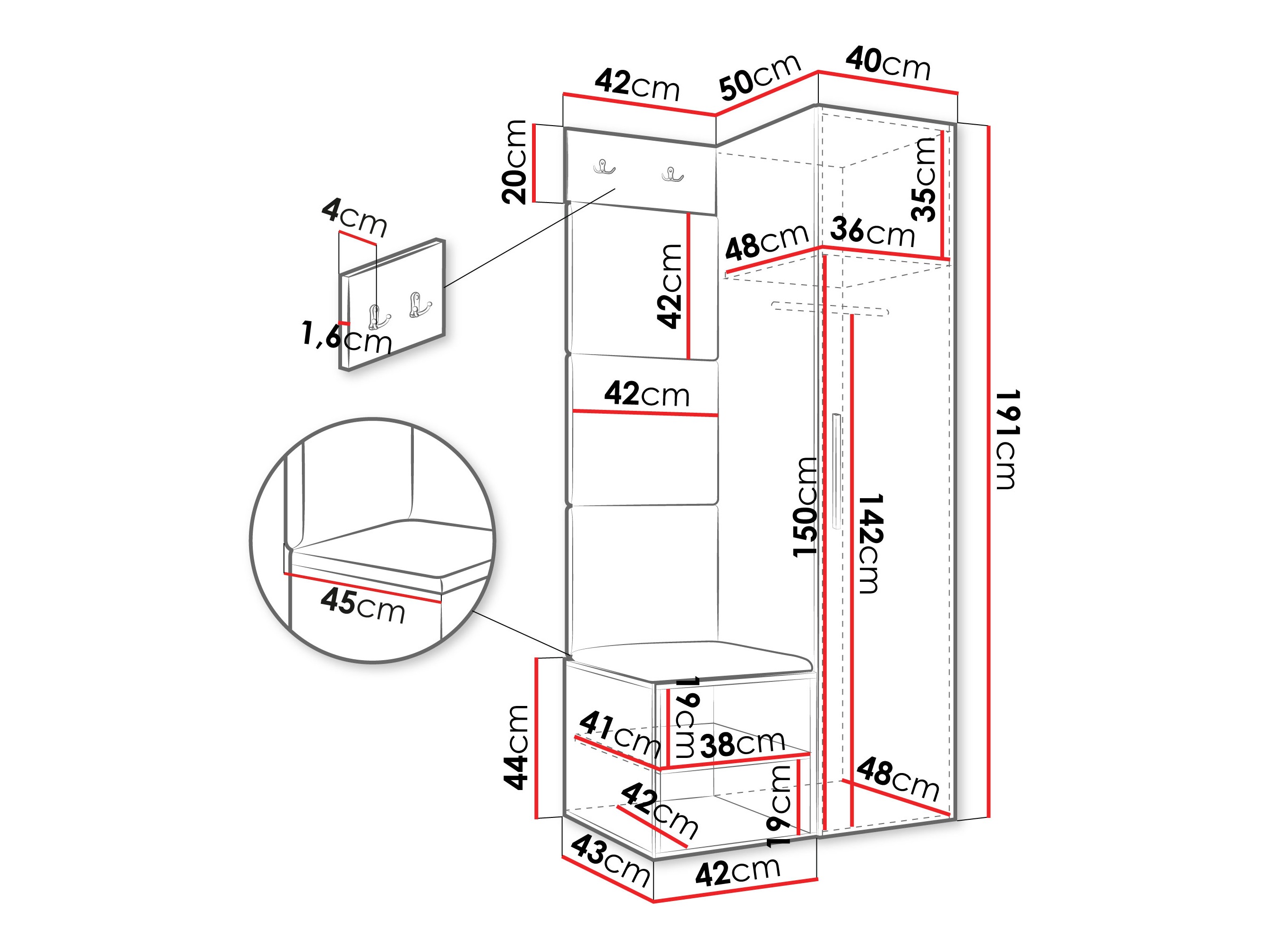 Set za hodnik Hartford 524 (Belo)