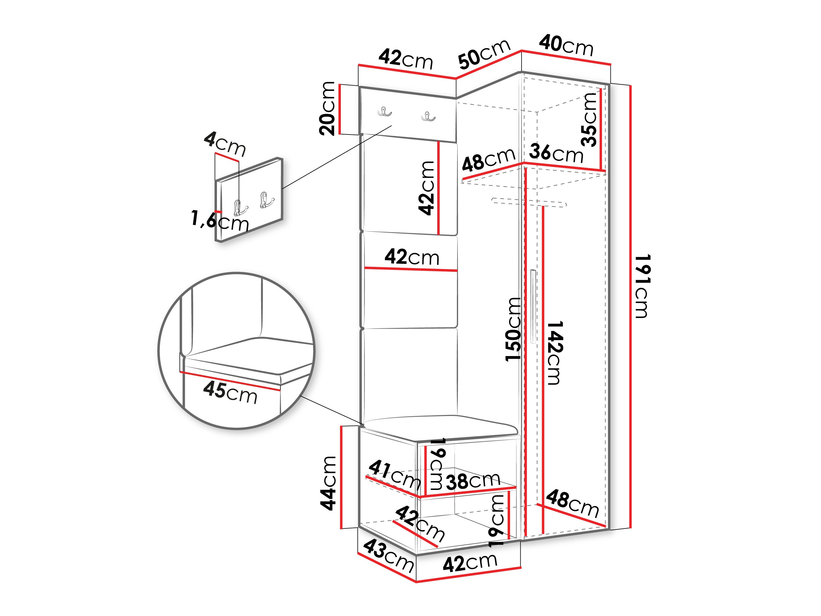 Set za hodnik Hartford 524 (Belo)