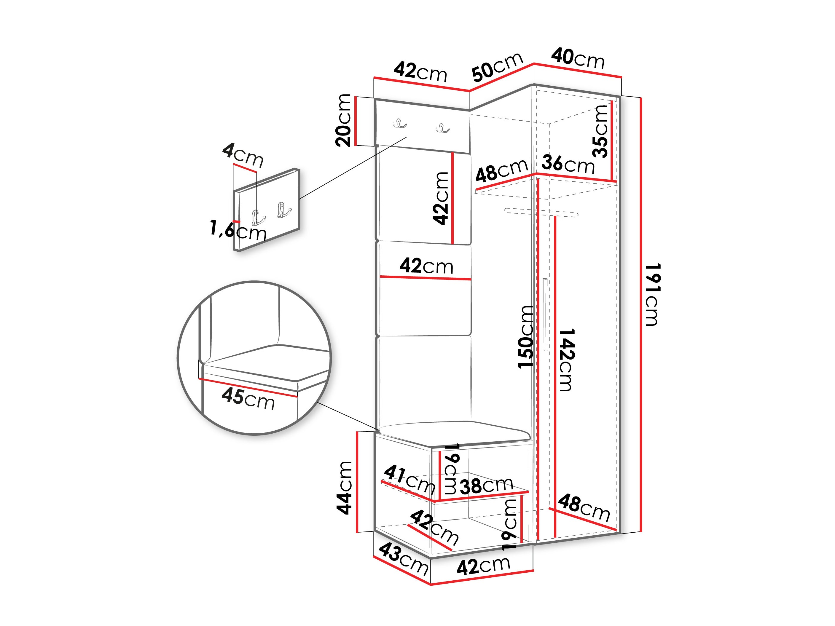 Set za hodnik Hartford 524 (Belo)