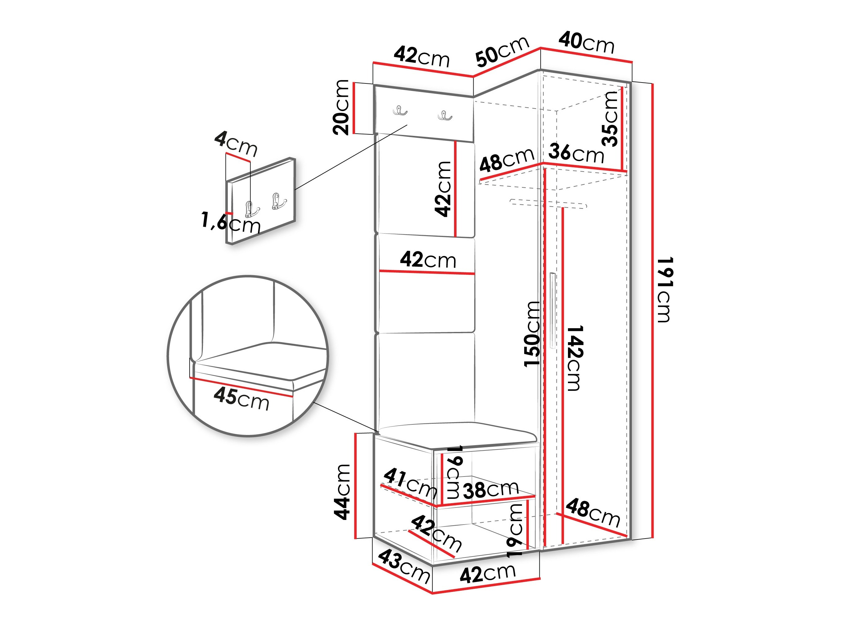 Set za hodnik Hartford 524 (Belo)